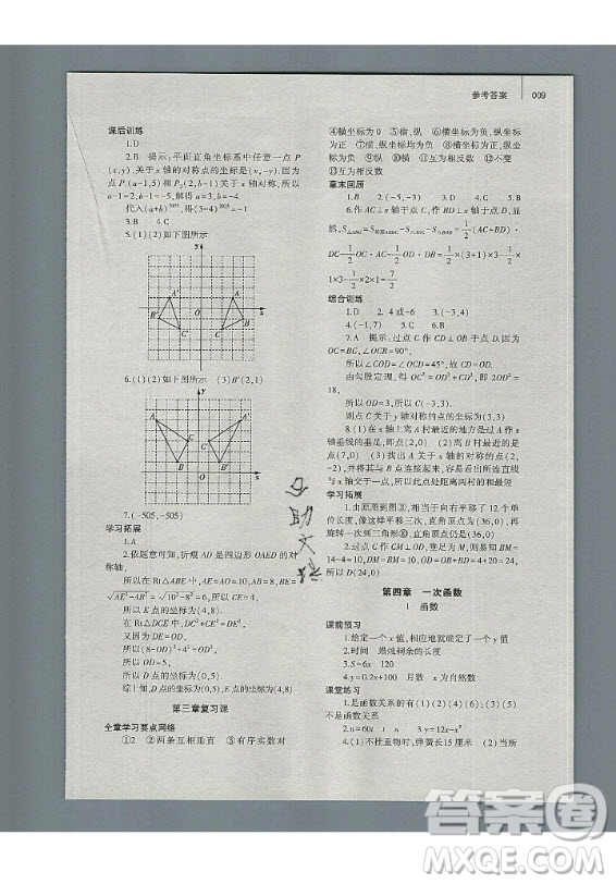 大象出版社2019年基礎(chǔ)訓(xùn)練八年級上冊數(shù)學(xué)北師大版答案