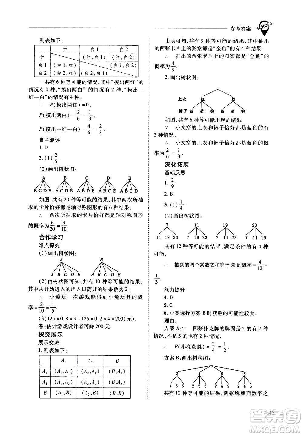 2020年新課程問題解決導(dǎo)學方案數(shù)學九年級上冊華東師大版答案