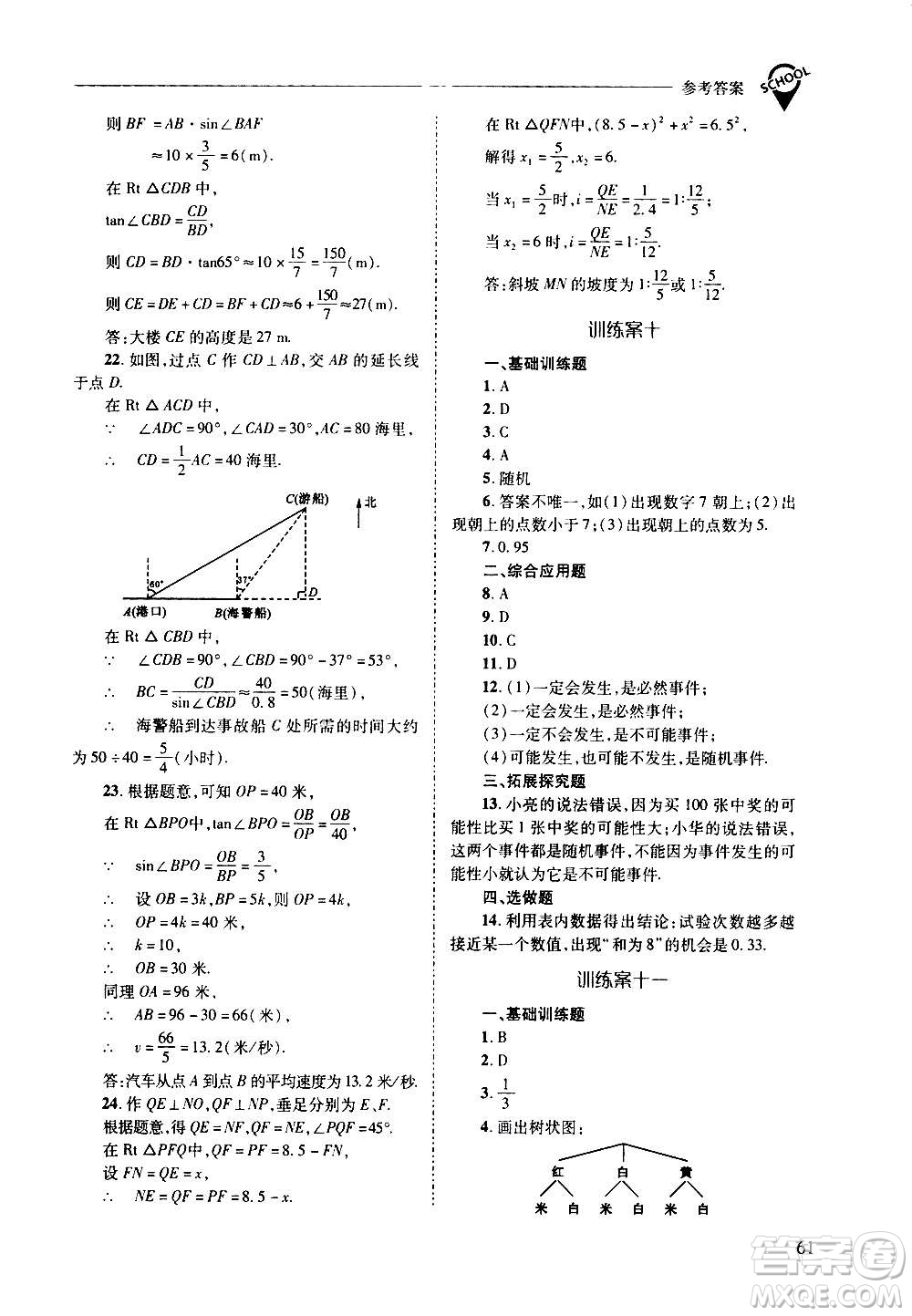 2020年新課程問題解決導(dǎo)學方案數(shù)學九年級上冊華東師大版答案