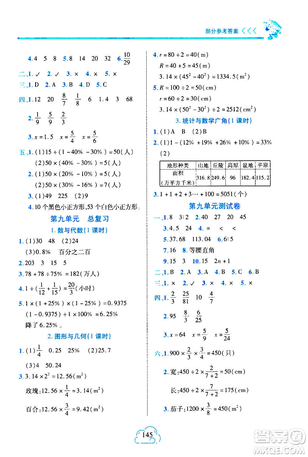 二十一世紀(jì)出版社2020年新課程新練習(xí)數(shù)學(xué)六年級上冊人教版A版參考答案