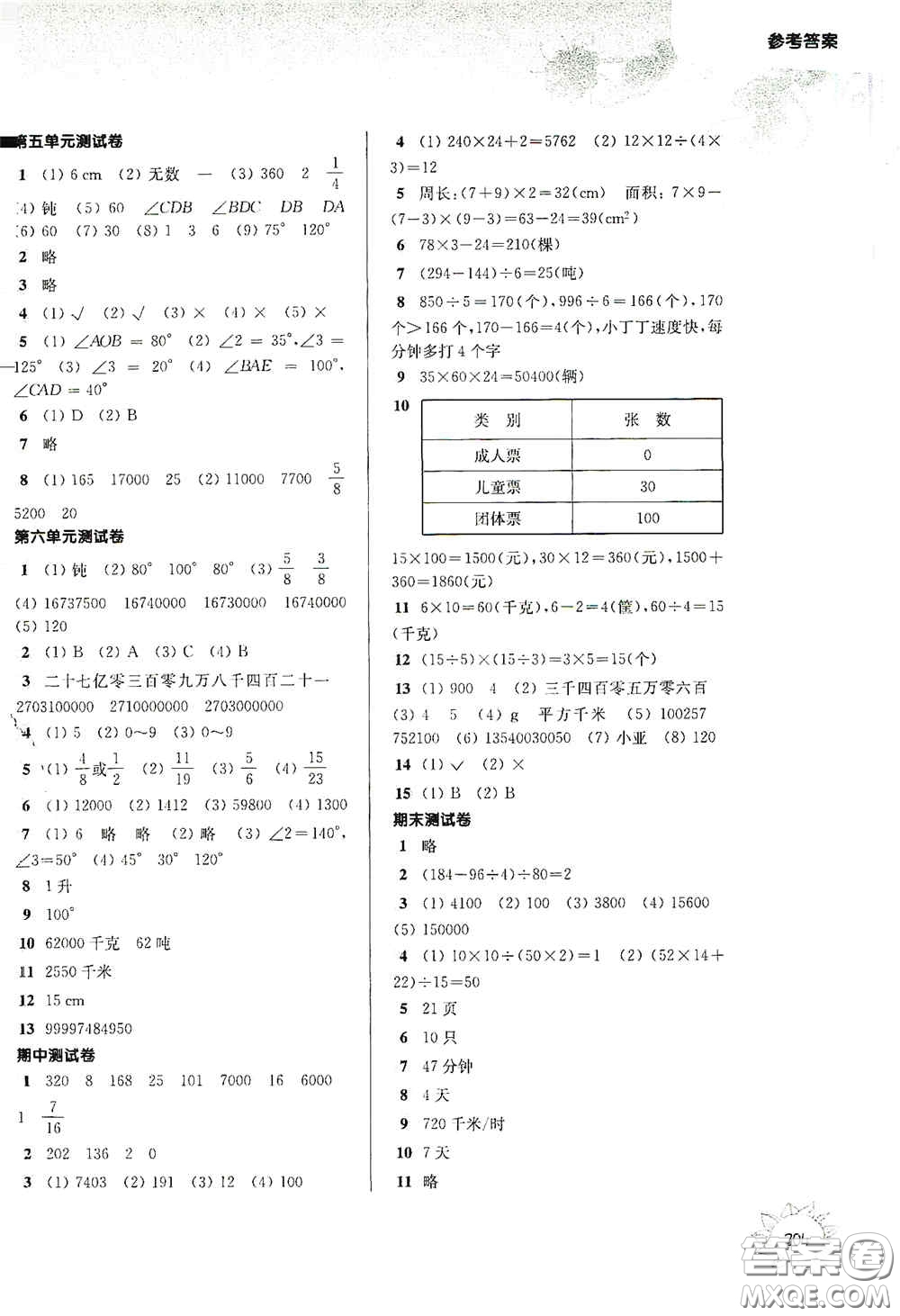 華東師范大學(xué)出版社2020第一作業(yè)四年級數(shù)學(xué)第一學(xué)期答案