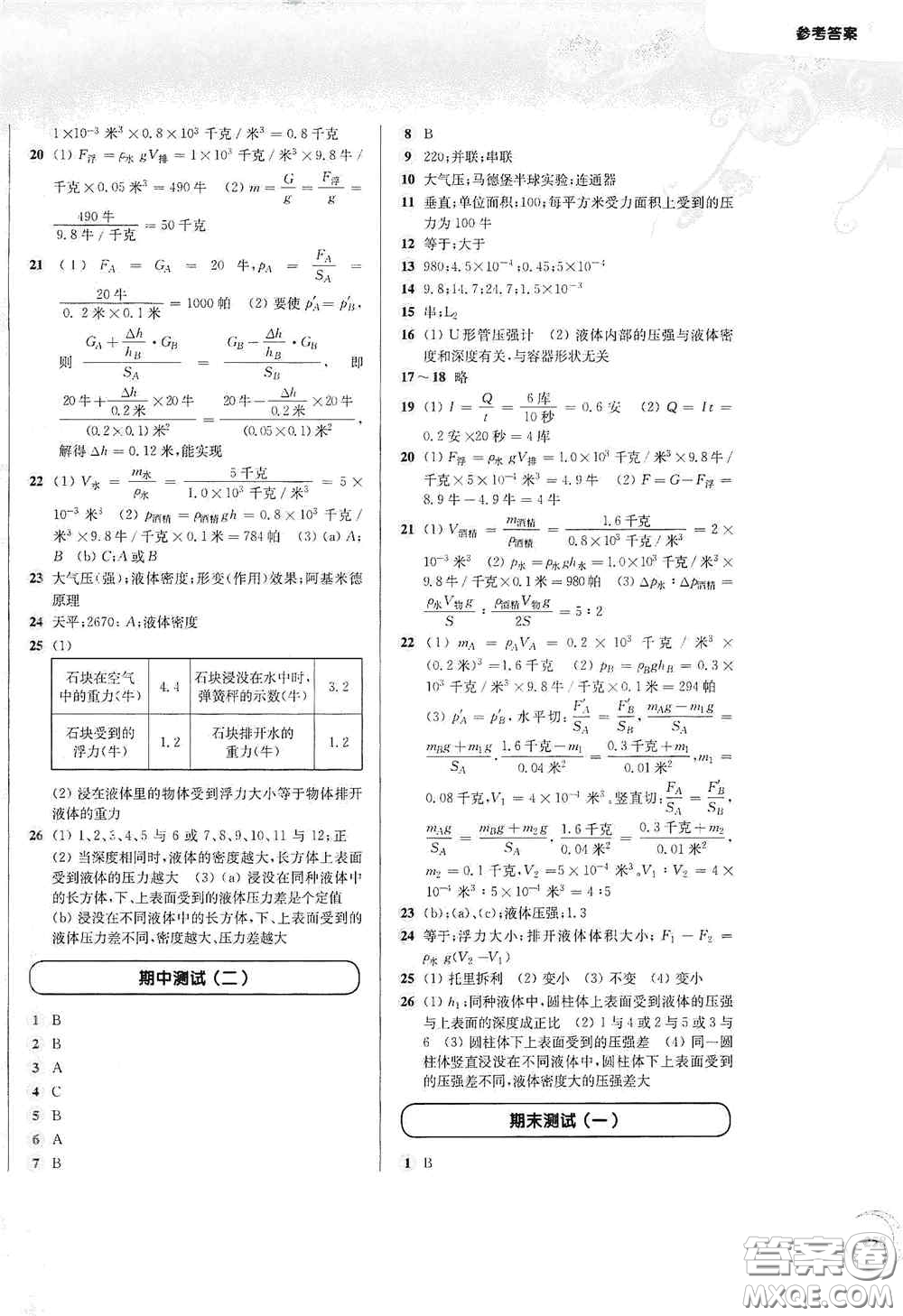 華東師范大學(xué)出版社2020第一作業(yè)九年級(jí)物理第一學(xué)期答案