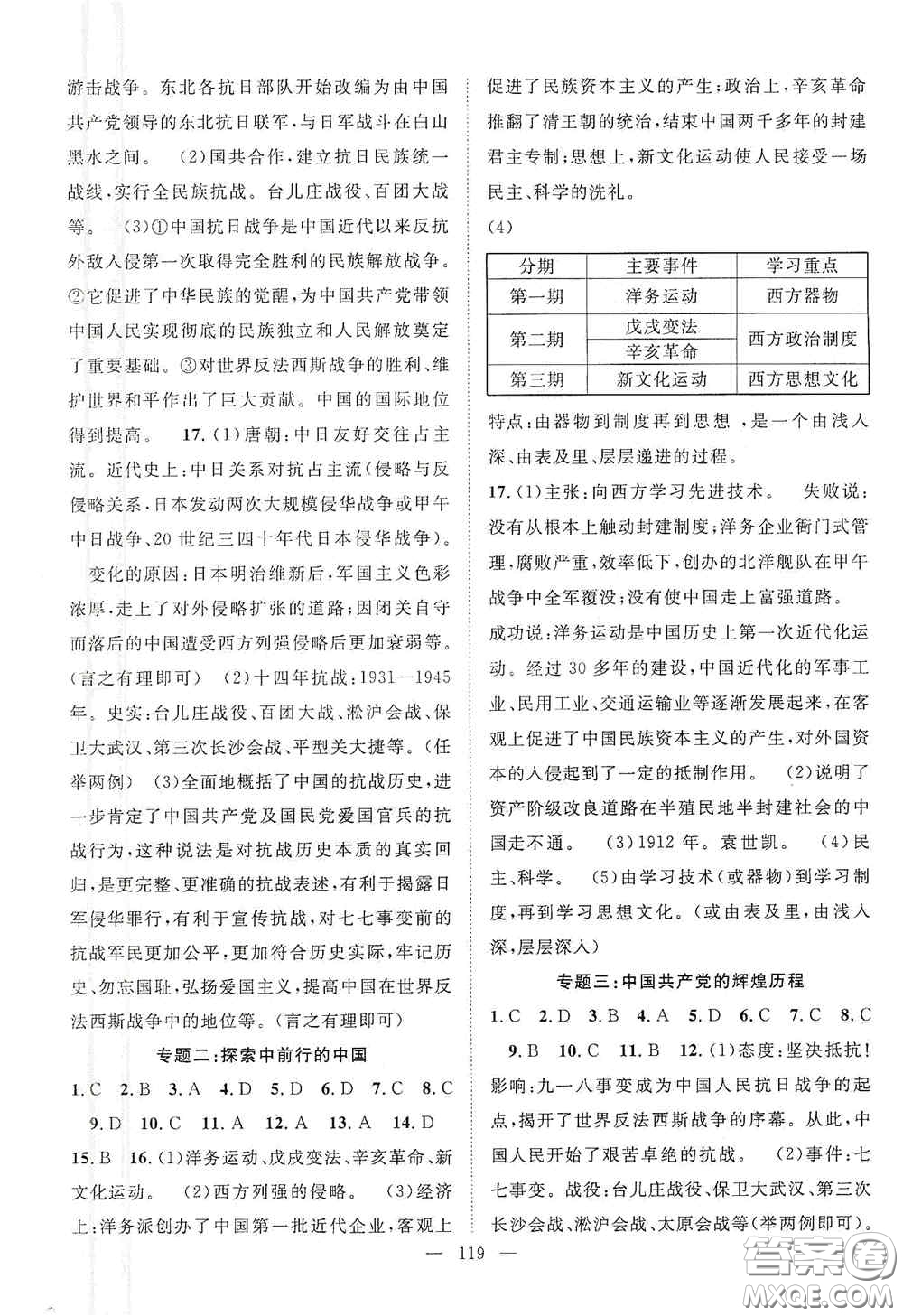 長(zhǎng)江少年兒童出版社2020智慧萬(wàn)羽名師學(xué)案分層進(jìn)階學(xué)習(xí)法八年級(jí)歷史上冊(cè)答案