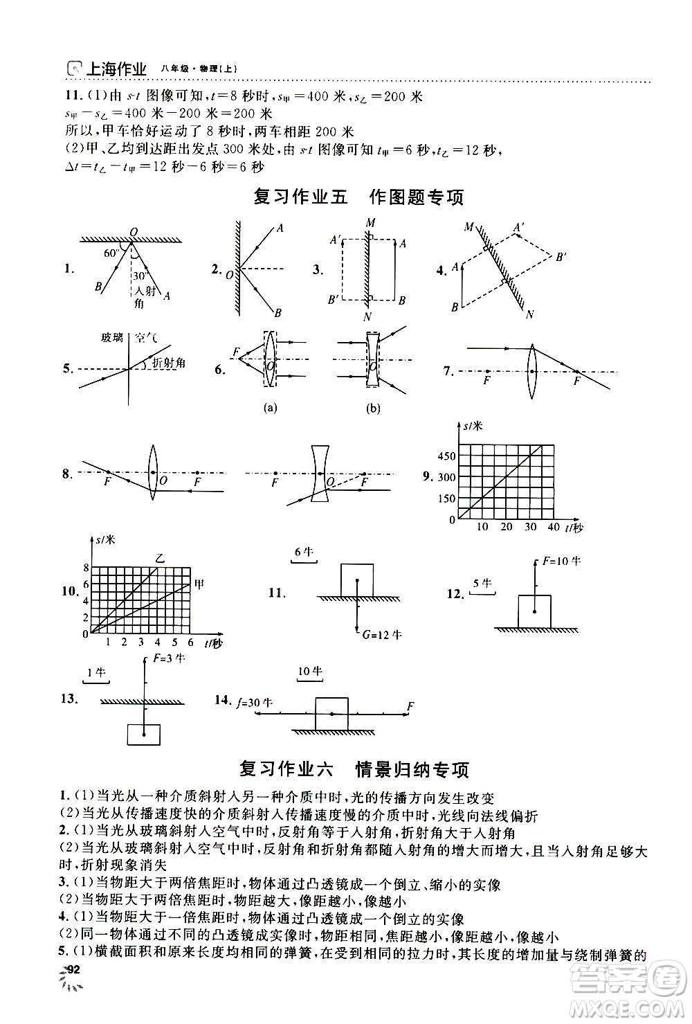 上海大學(xué)出版社2020年鐘書金牌上海作業(yè)物理八年級(jí)上冊(cè)答案