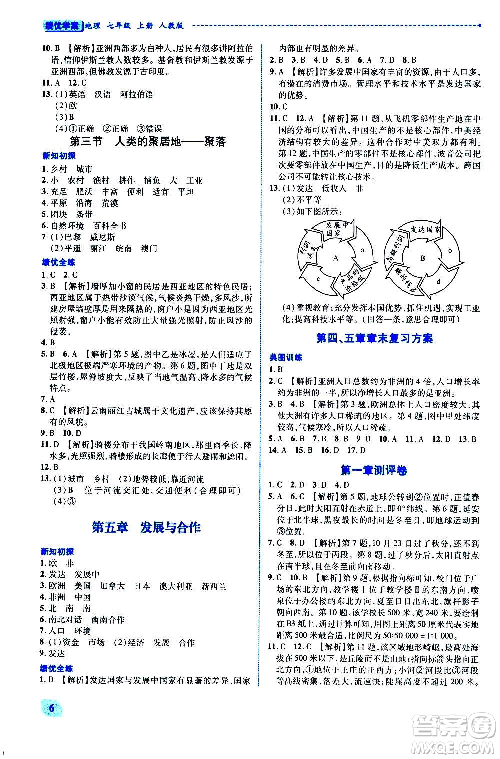 陜西師范大學(xué)出版總社2020年績優(yōu)學(xué)案地理七年級上冊人教版答案