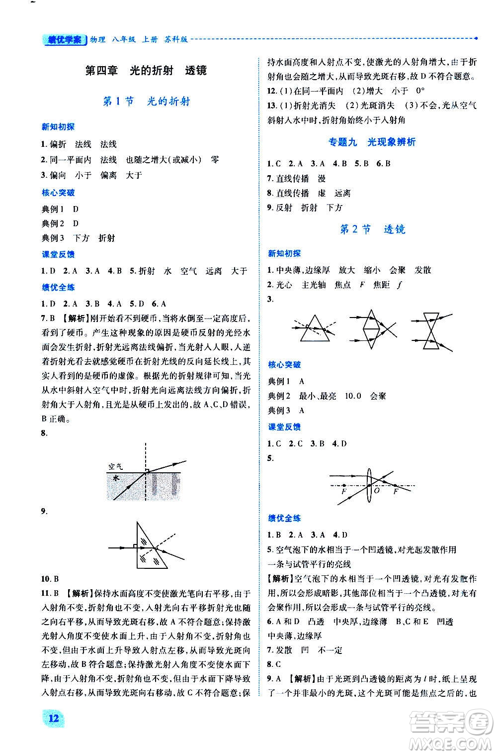 陜西師范大學(xué)出版總社2020年績優(yōu)學(xué)案物理八年級(jí)上冊蘇科版答案