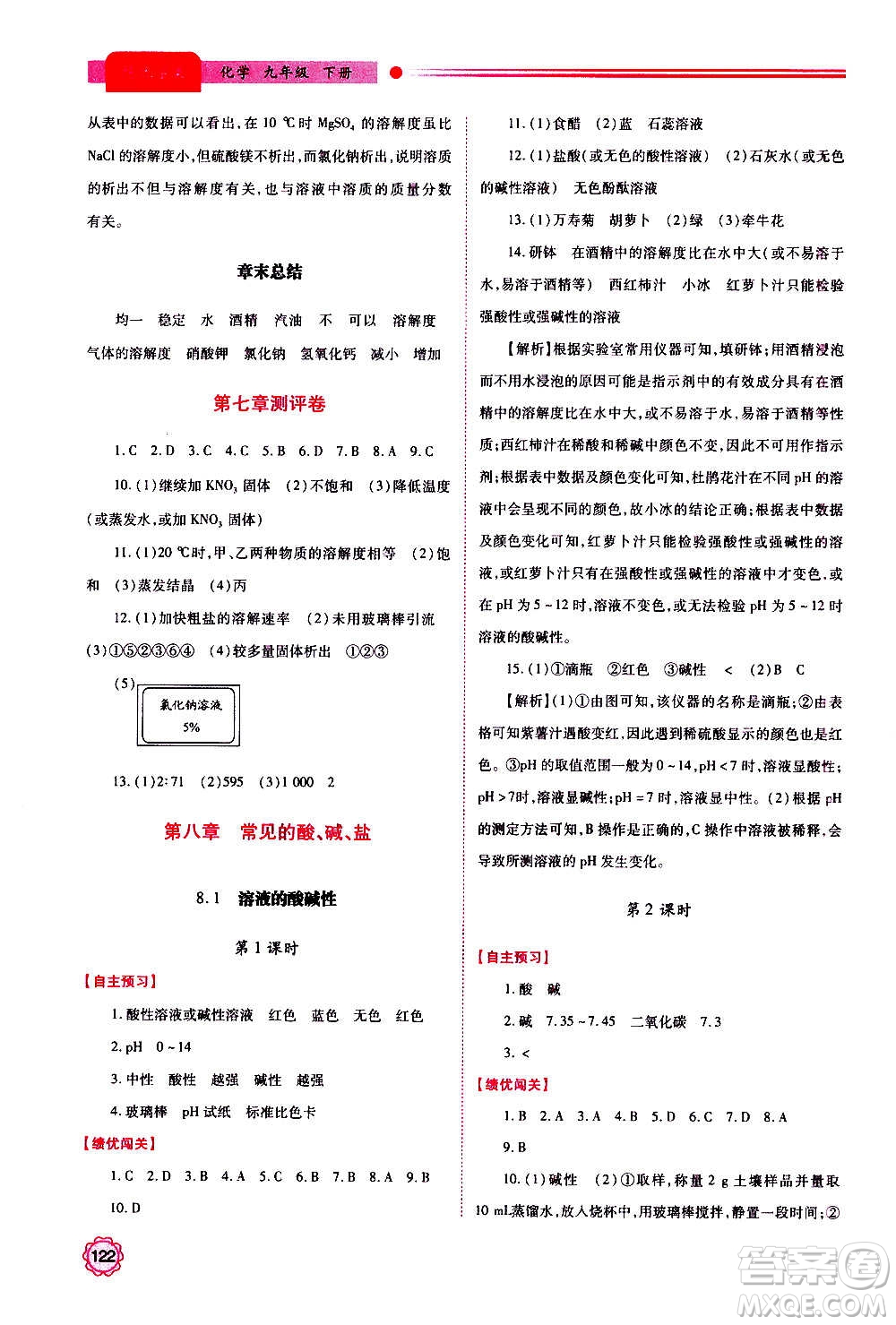 陜西師范大學(xué)出版總社2020年績優(yōu)學(xué)案化學(xué)九年級上下冊合訂本粵教版答案