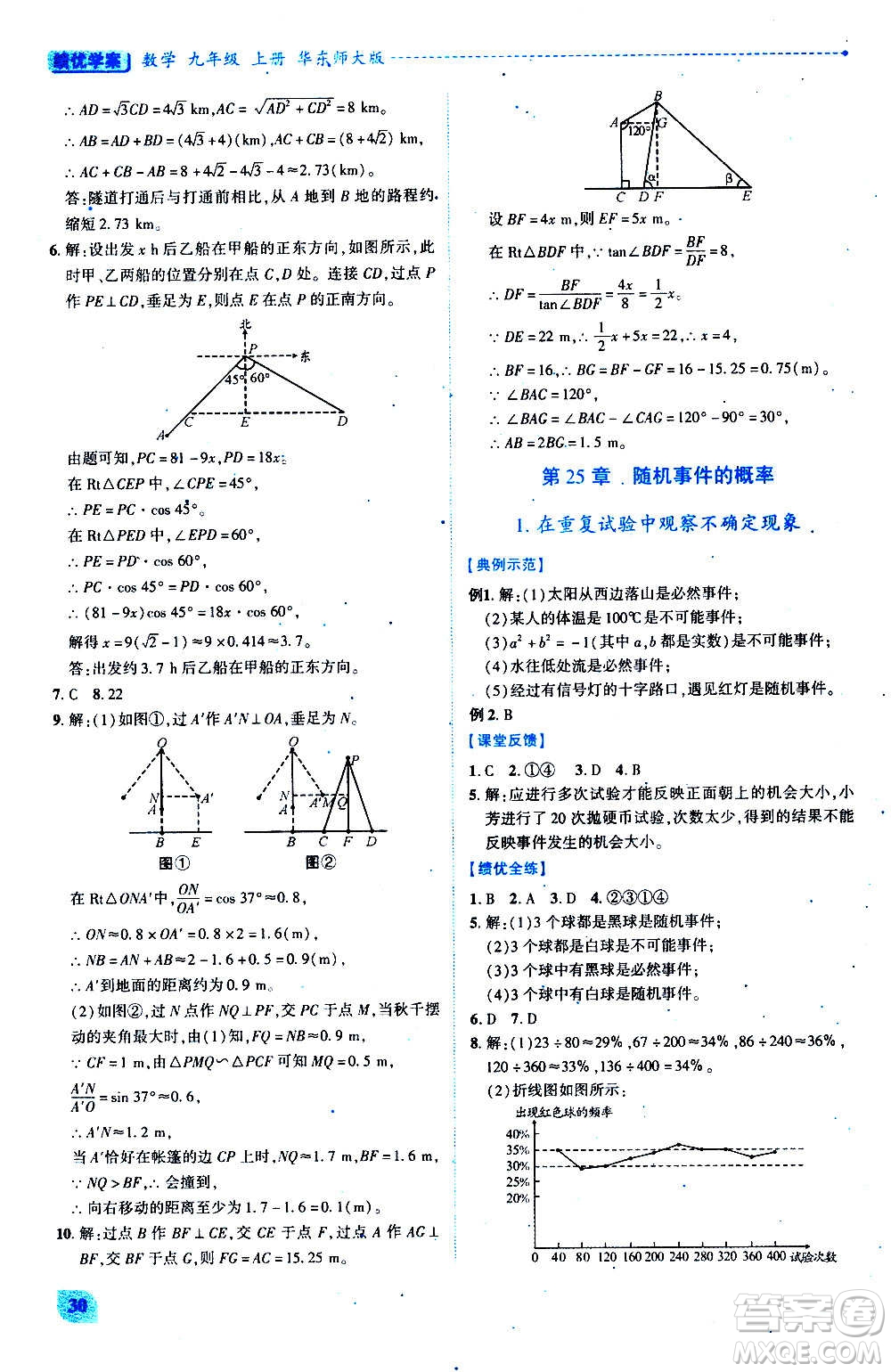 陜西師范大學(xué)出版總社2020年績優(yōu)學(xué)案數(shù)學(xué)九年級(jí)上冊(cè)華東師大版答案