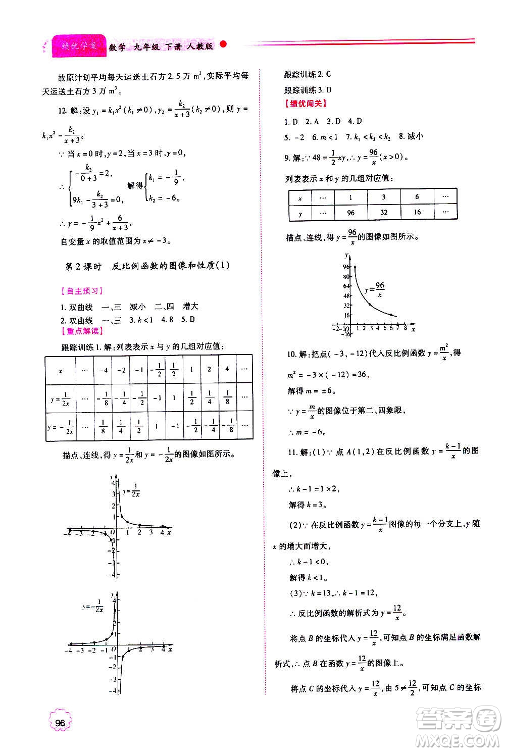 陜西師范大學(xué)出版總社2020年績優(yōu)學(xué)案數(shù)學(xué)九年級上下冊合訂本人教版答案