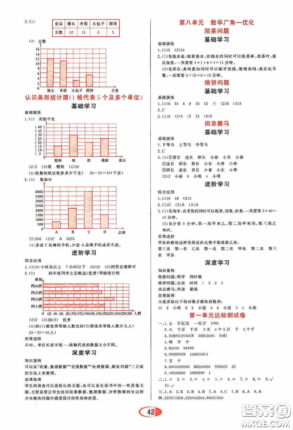 黑龍江教育出版社2020資源與評價四年級數(shù)學上冊人教版答案