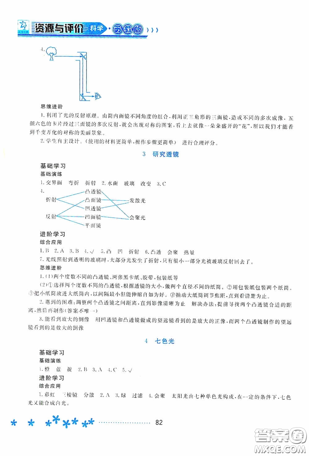 黑龍江教育出版社2020資源與評價五年級科學上冊蘇教版答案