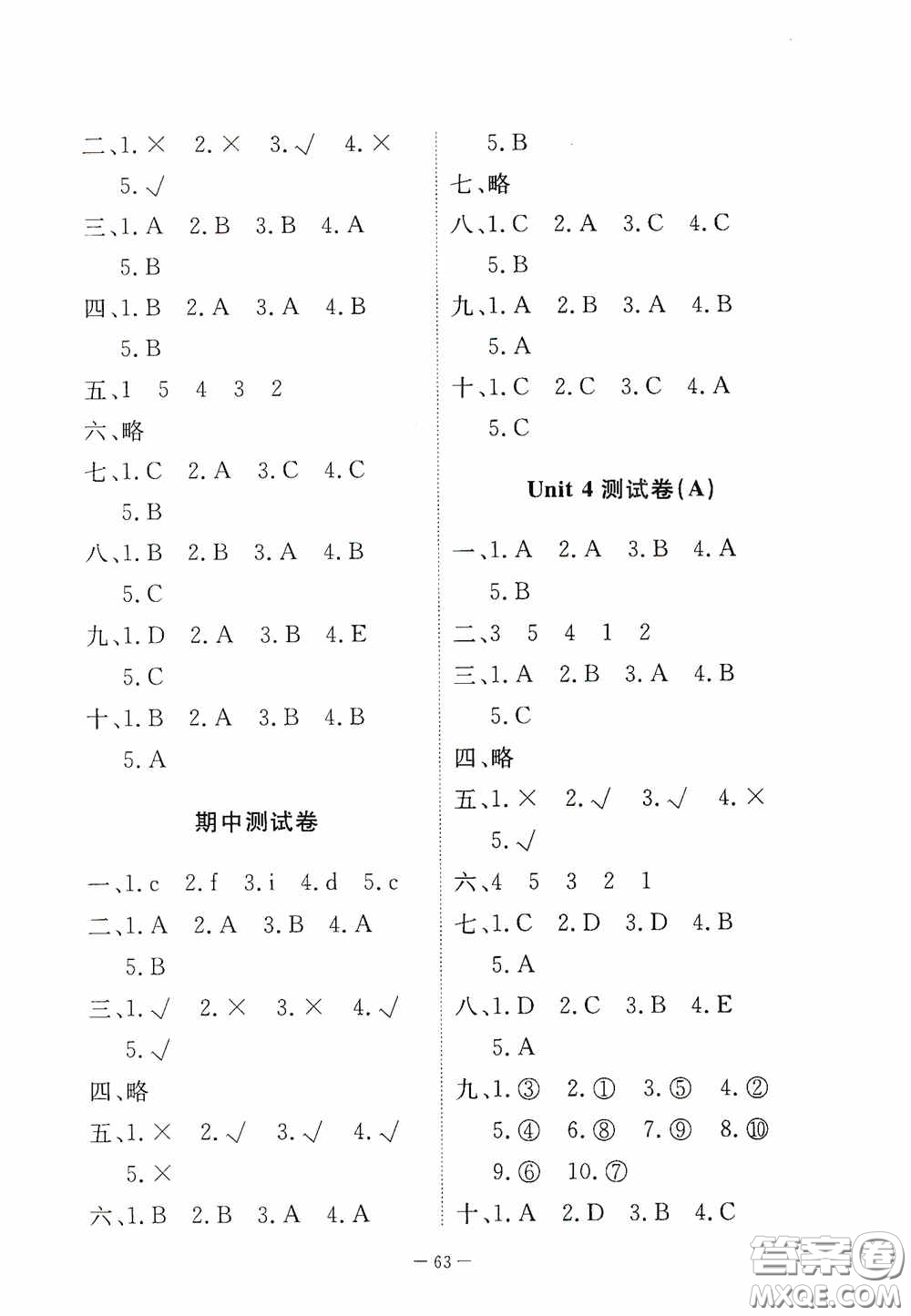 江西教育出版社2020能力形成同步測(cè)試卷三年級(jí)英語(yǔ)上冊(cè)人教版答案