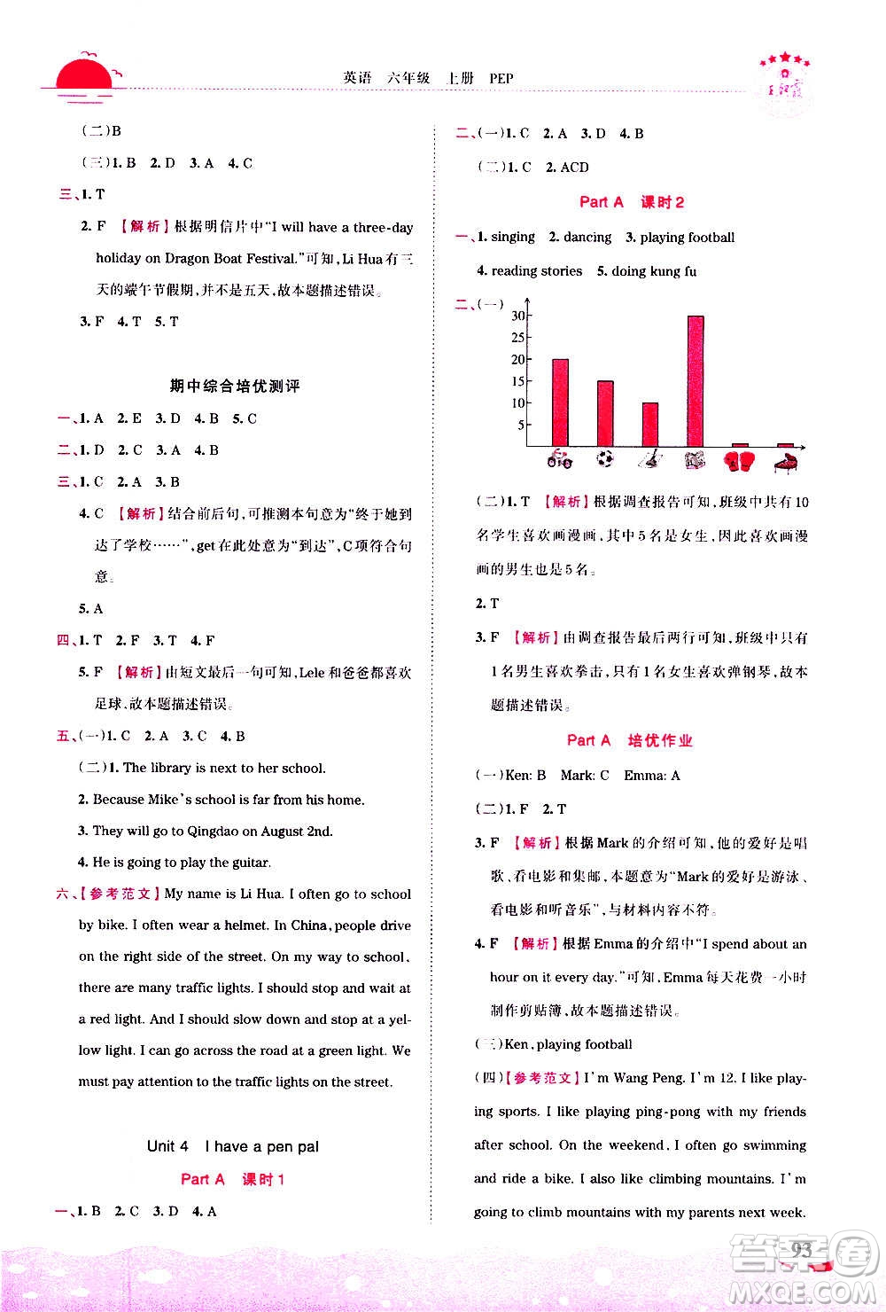 2020秋王朝霞德才兼?zhèn)渥鳂I(yè)創(chuàng)新設(shè)計(jì)英語(yǔ)六年級(jí)上冊(cè)PEP人教版答案