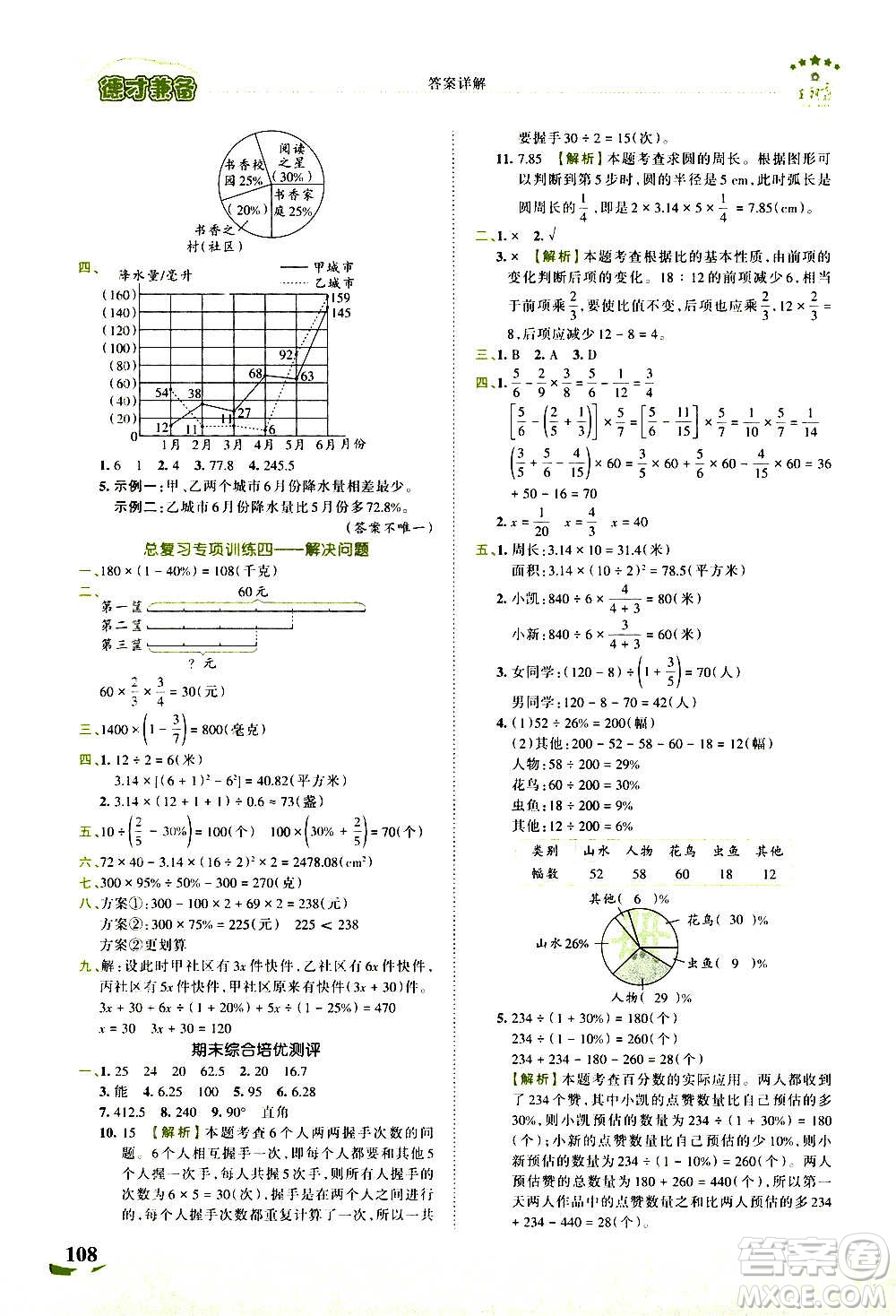 2020秋王朝霞德才兼?zhèn)渥鳂I(yè)創(chuàng)新設(shè)計數(shù)學(xué)六年級上冊BS北師版答案