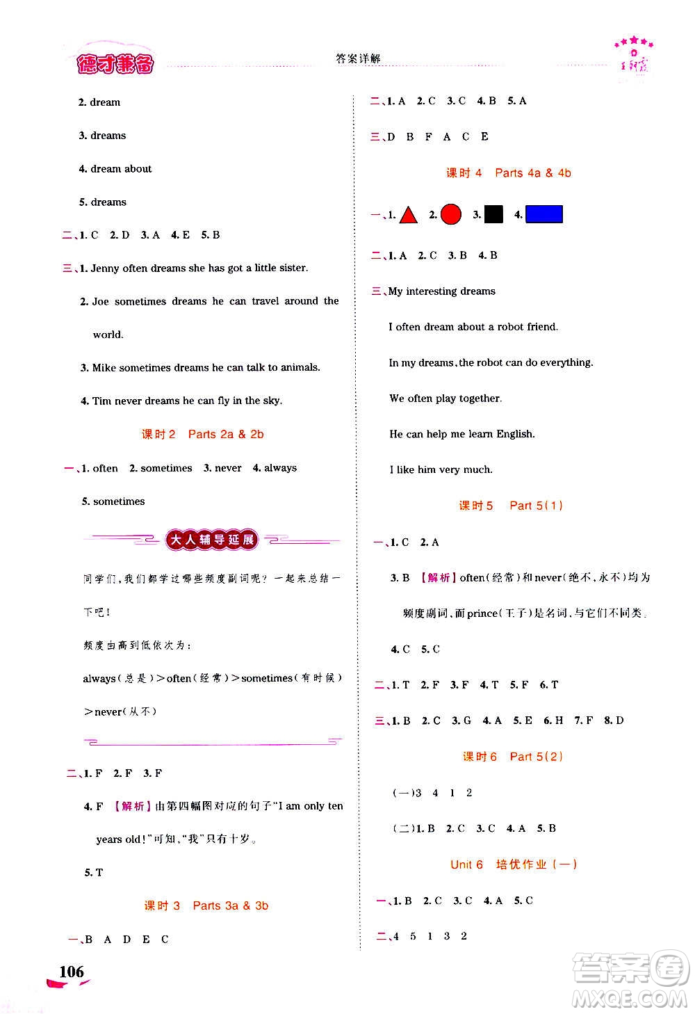 2020秋王朝霞德才兼?zhèn)渥鳂I(yè)創(chuàng)新設計英語五年級上冊劍橋版答案