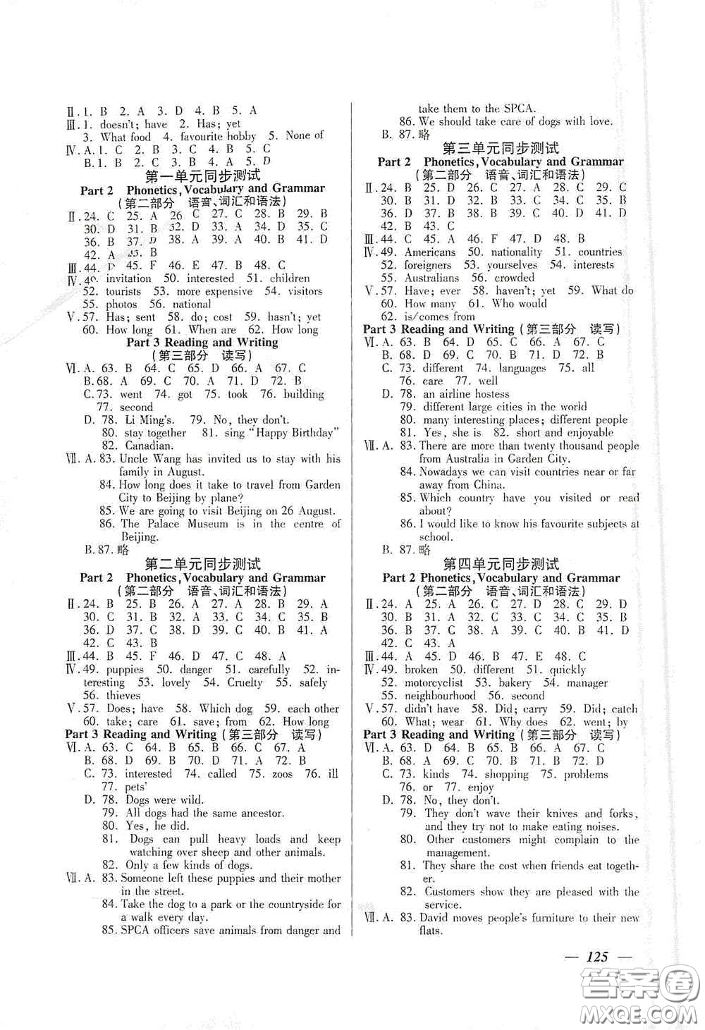 上海大學(xué)出版社2020鐘書(shū)金牌金牌教練七年級(jí)英語(yǔ)上冊(cè)N版答案