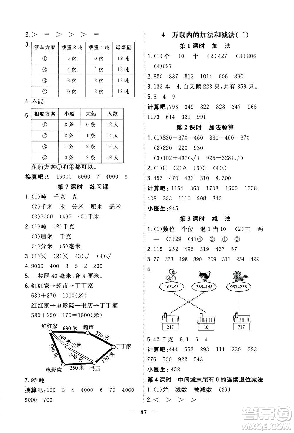 浙江大學(xué)出版社2020年課時(shí)特訓(xùn)優(yōu)化作業(yè)數(shù)學(xué)三年級(jí)上冊(cè)R人教版答案