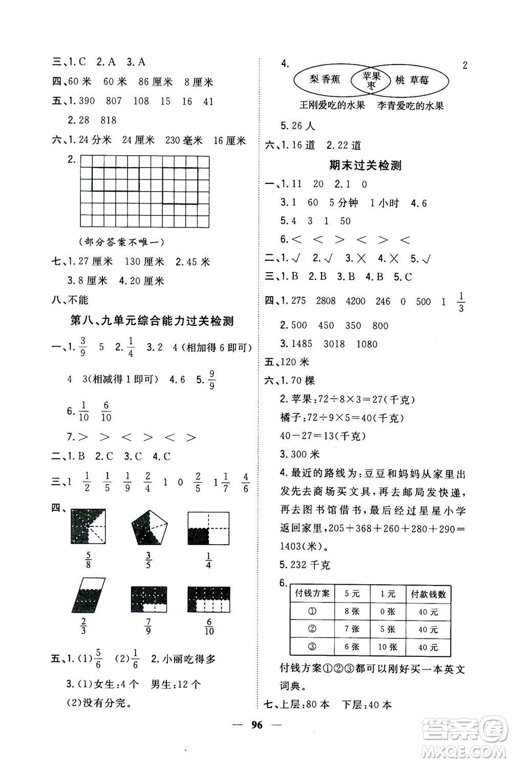 浙江大學(xué)出版社2020年課時(shí)特訓(xùn)優(yōu)化作業(yè)數(shù)學(xué)三年級(jí)上冊(cè)R人教版答案