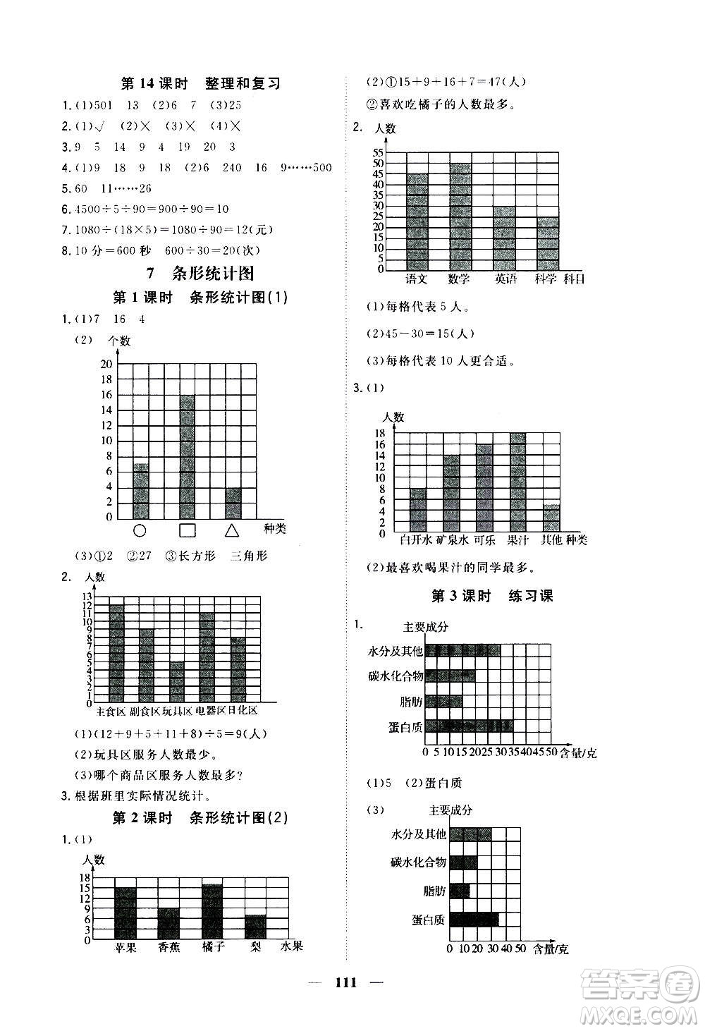 浙江大學出版社2020年課時特訓優(yōu)化作業(yè)數(shù)學四年級上冊R人教版答案