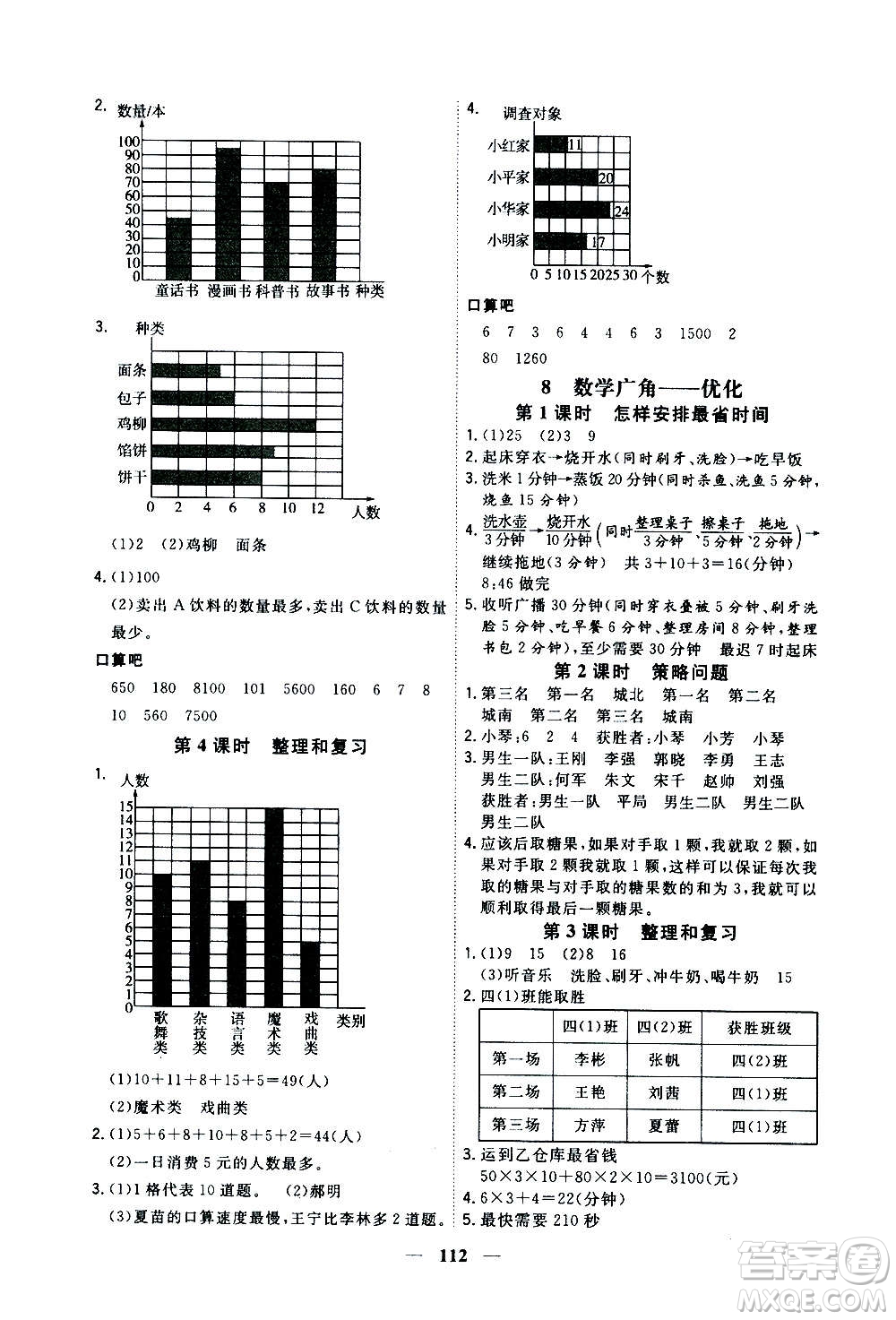 浙江大學出版社2020年課時特訓優(yōu)化作業(yè)數(shù)學四年級上冊R人教版答案