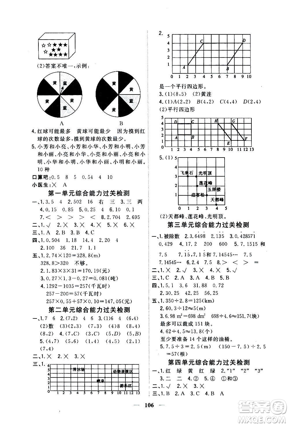 浙江大學出版社2020年課時特訓優(yōu)化作業(yè)數(shù)學五年級上冊R人教版答案