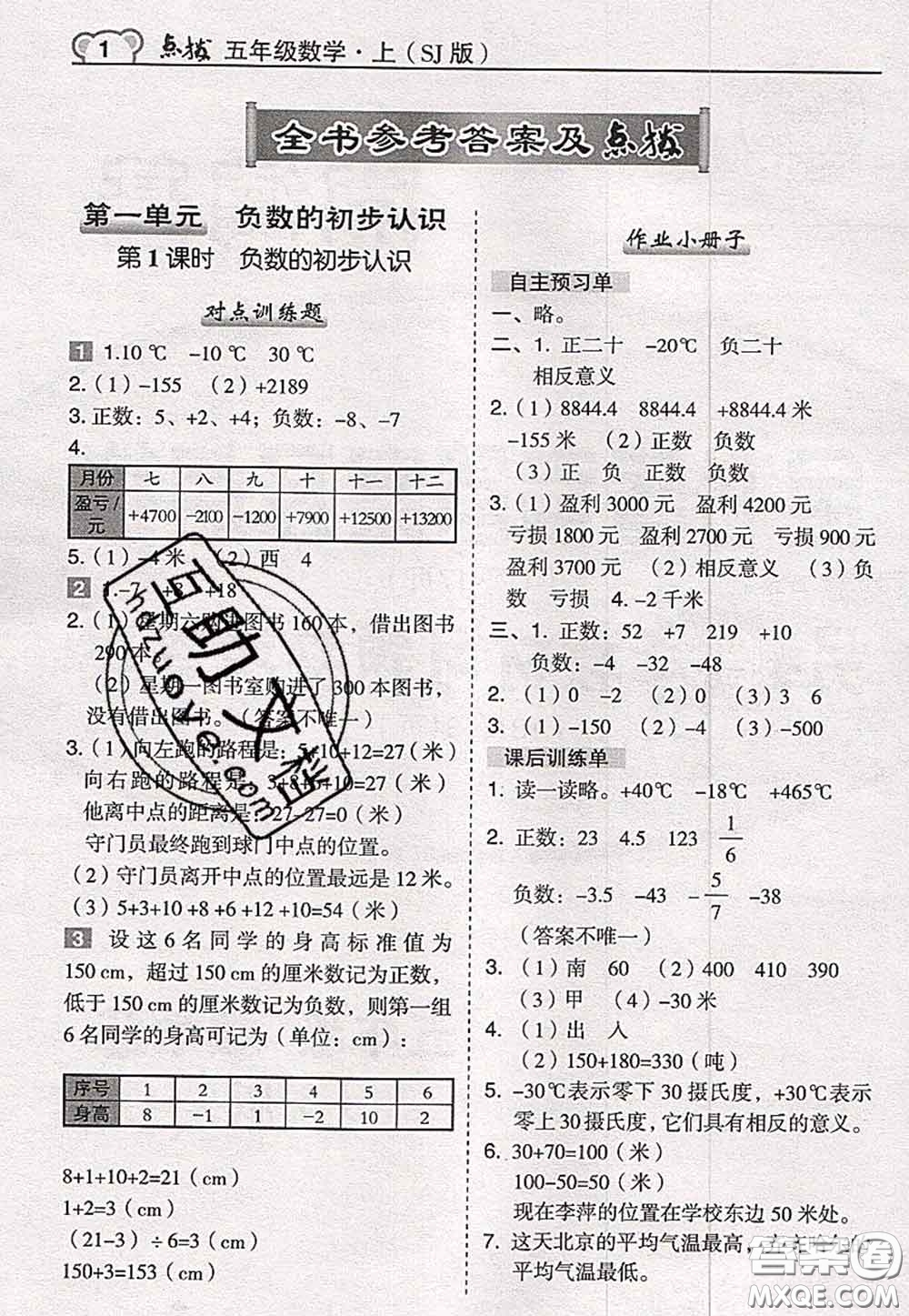 2020秋榮德基特高級(jí)教師點(diǎn)撥五年級(jí)數(shù)學(xué)上冊(cè)蘇教版參考答案