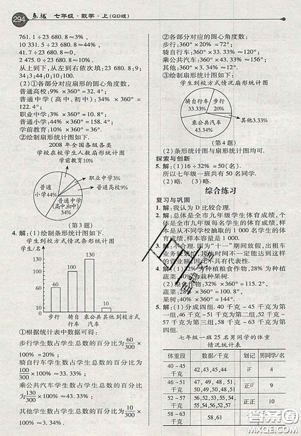 2020秋榮德基特高級教師點撥七年級數(shù)學(xué)上冊青島版參考答案