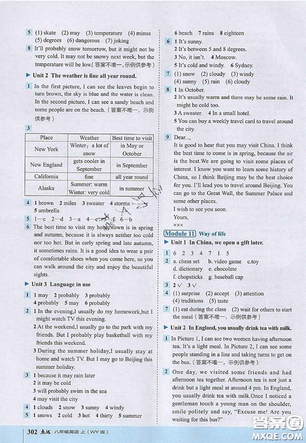 2020秋榮德基特高級(jí)教師點(diǎn)撥八年級(jí)英語上冊(cè)外研版參考答案