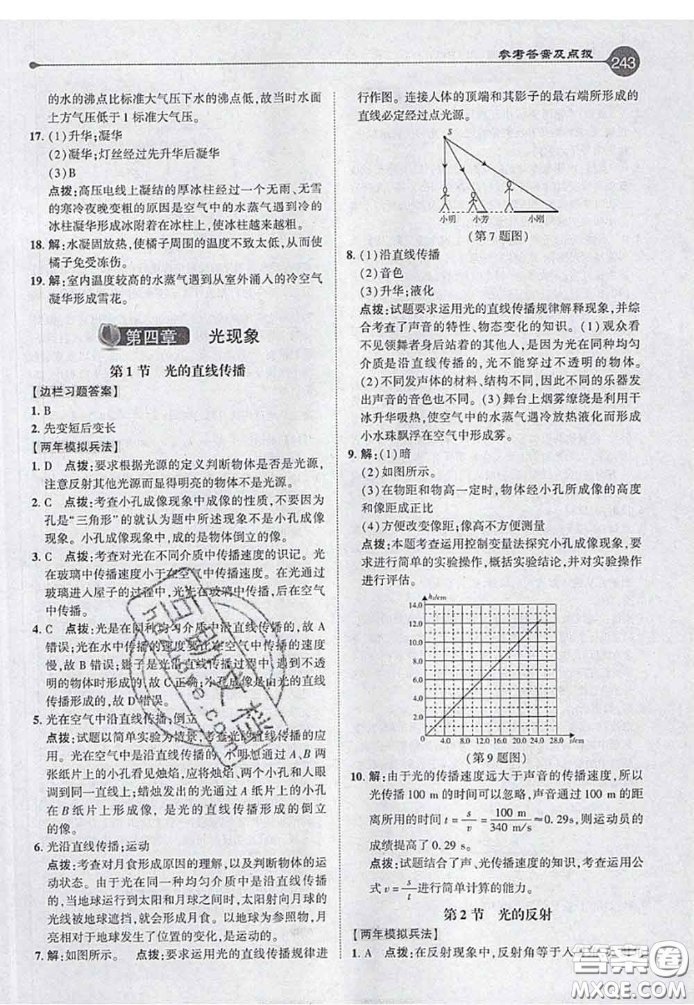 2020秋榮德基特高級教師點撥八年級物理上冊人教版參考答案