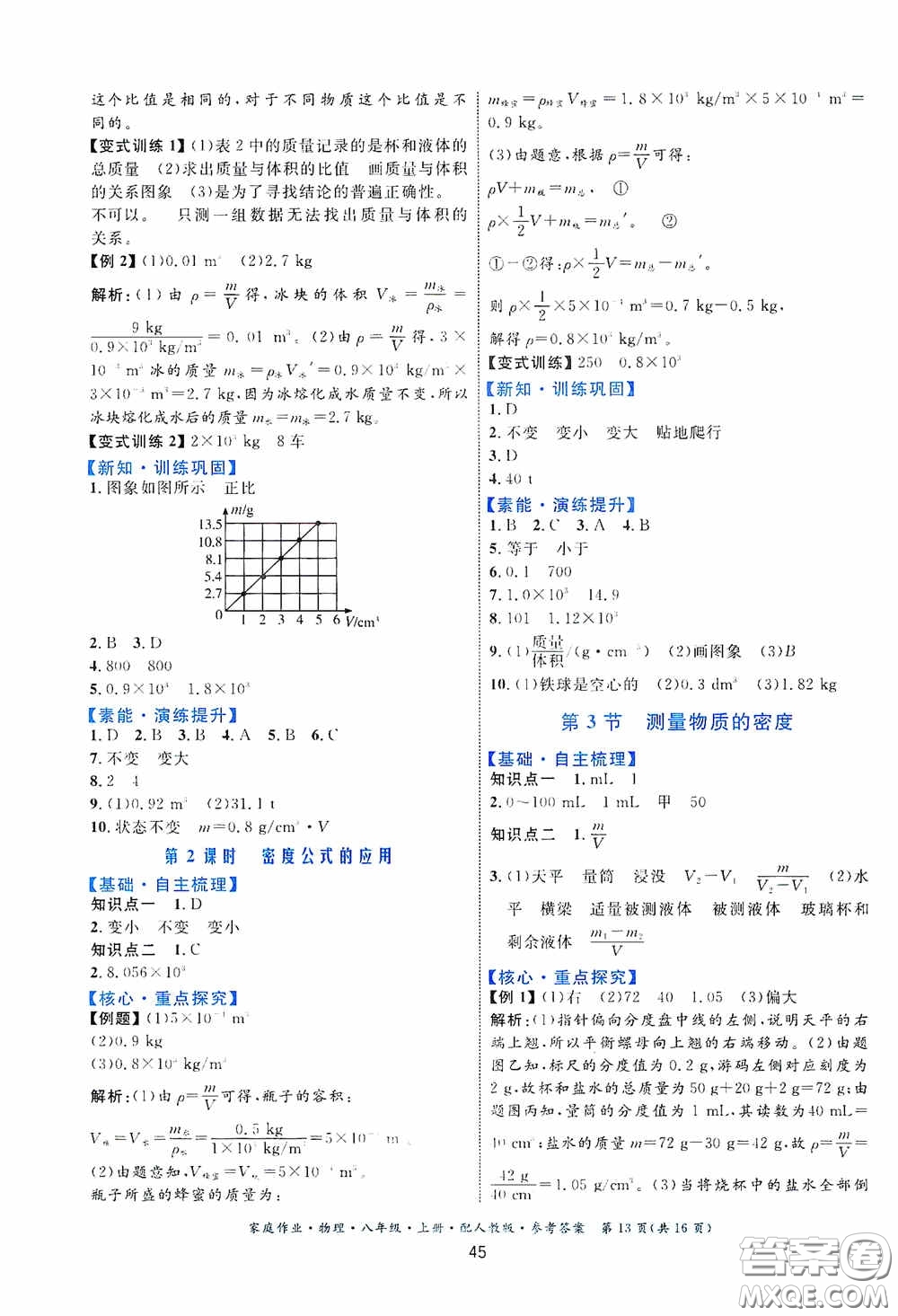 貴州科技出版社2020秋家庭作業(yè)八年級物理上冊人教版答案