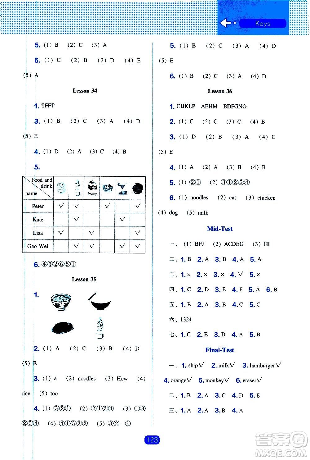 2020年新編新課程能力培養(yǎng)英語(yǔ)三年級(jí)上冊(cè)人教版答案