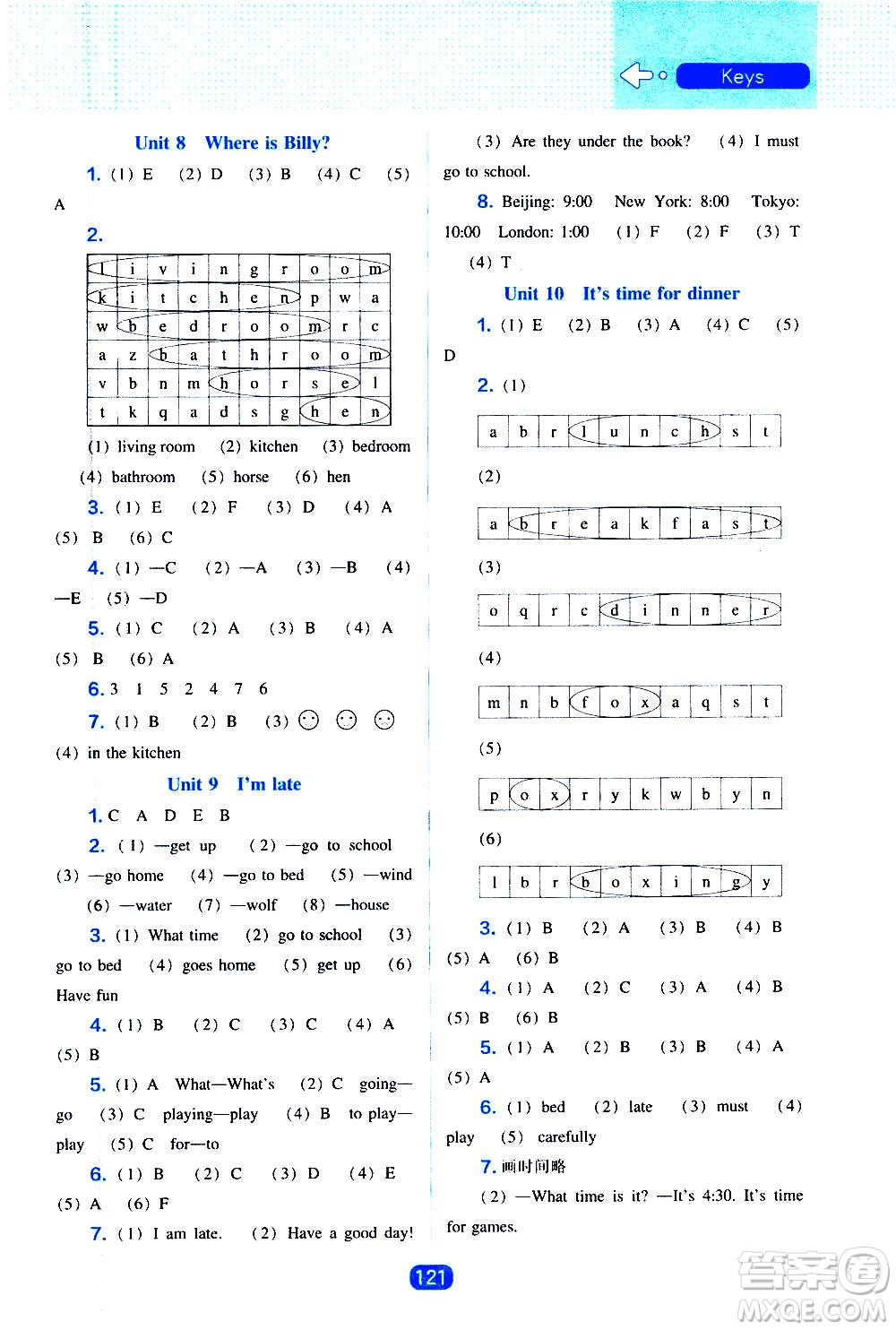 2020年新編新課程能力培養(yǎng)英語(yǔ)四年級(jí)上冊(cè)遼師大版答案