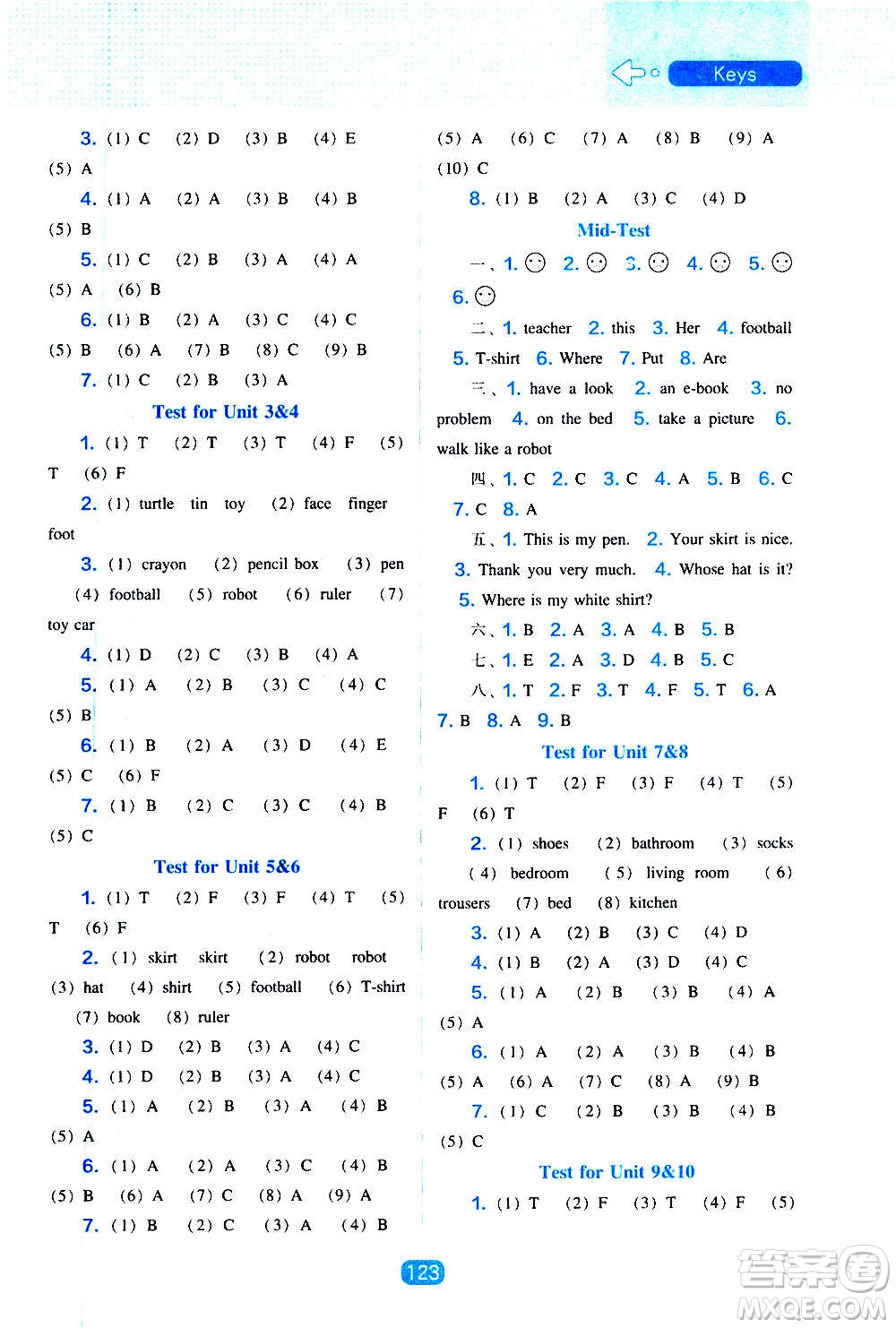 2020年新編新課程能力培養(yǎng)英語(yǔ)四年級(jí)上冊(cè)遼師大版答案