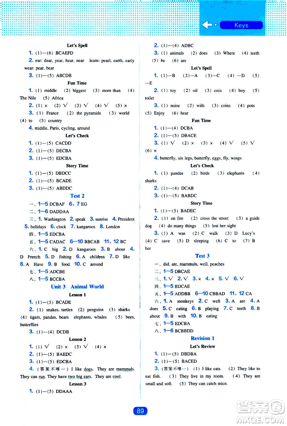 2020年新編新課程能力培養(yǎng)英語一年級起點六年級上冊人教版答案