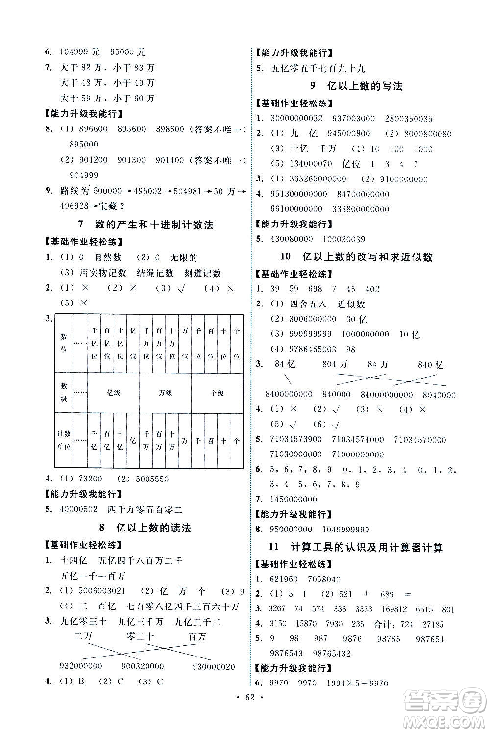 人民教育出版社2020年能力培養(yǎng)與測(cè)試數(shù)學(xué)四年級(jí)上冊(cè)人教版湖南專(zhuān)版答案