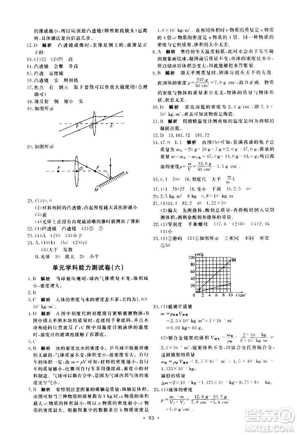 人民教育出版社2020年能力培養(yǎng)與測試物理八年級上冊人教版答案