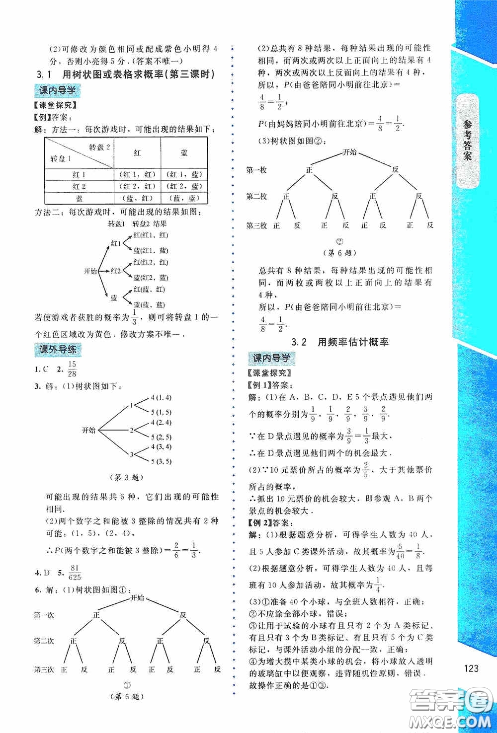 2020課內(nèi)課外直通車九年級數(shù)學上冊北師大版答案