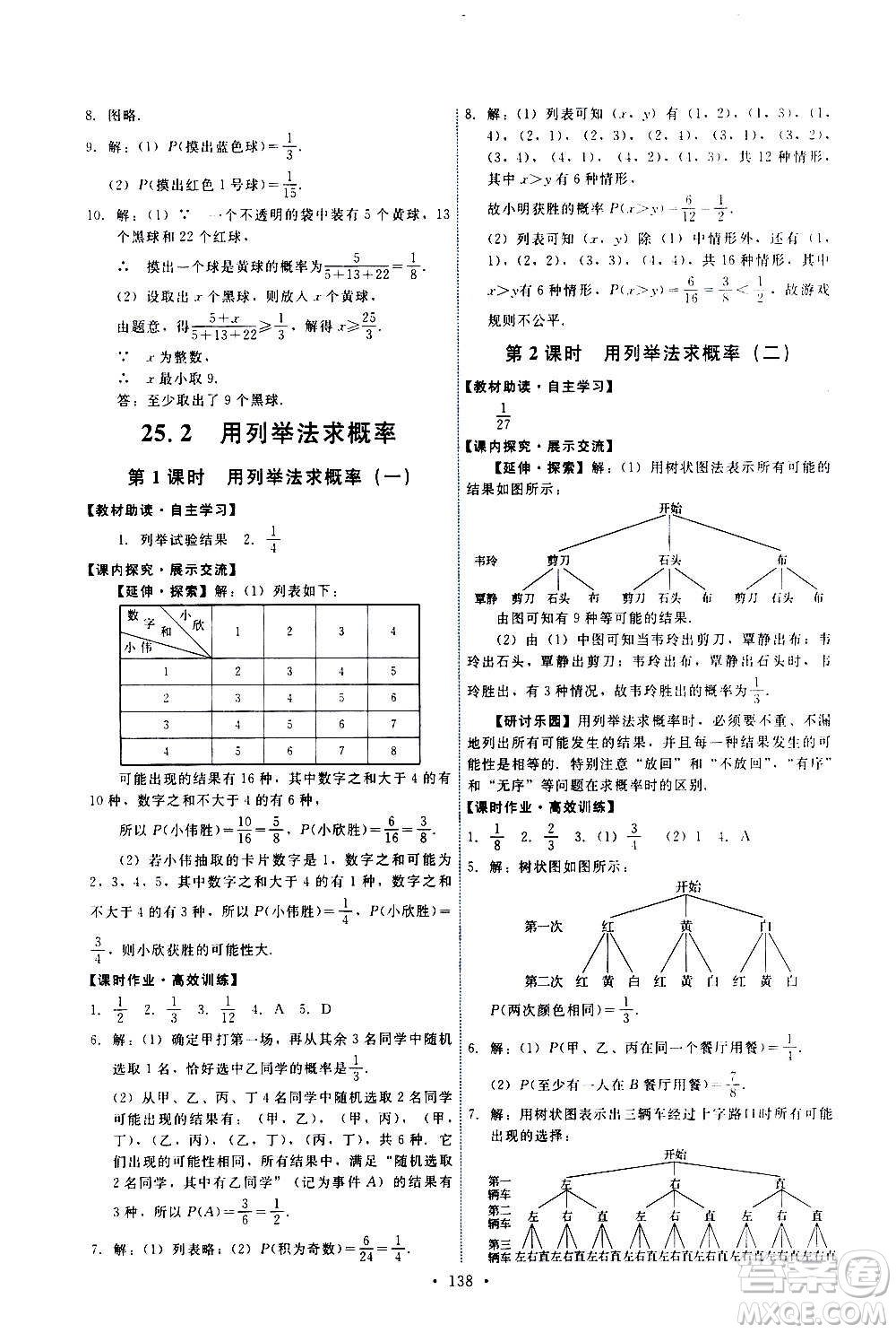 人民教育出版社2020年能力培養(yǎng)與測(cè)試數(shù)學(xué)九年級(jí)上冊(cè)人教版答案