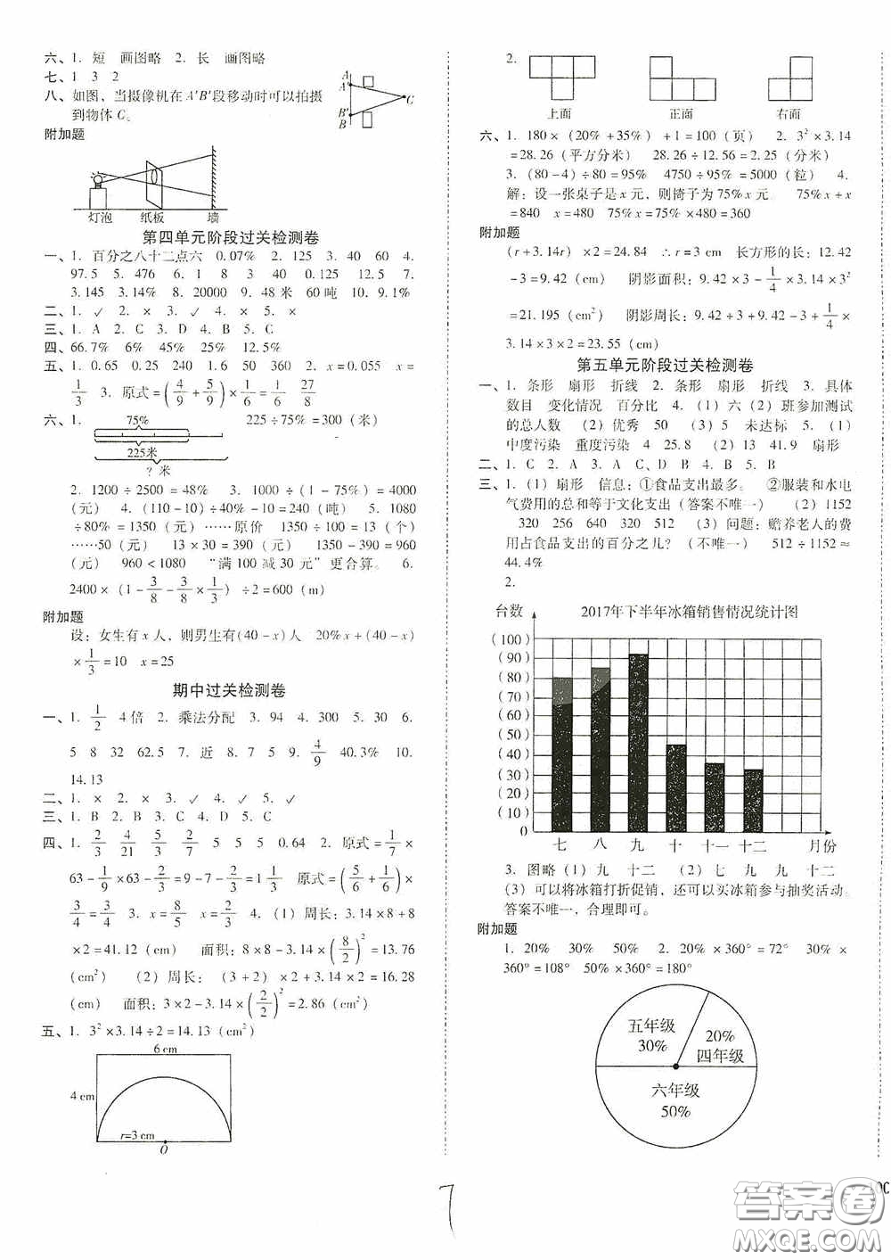 遼寧教育出版社2020尖子生課時作業(yè)六年級數(shù)學(xué)上冊北師大版答案