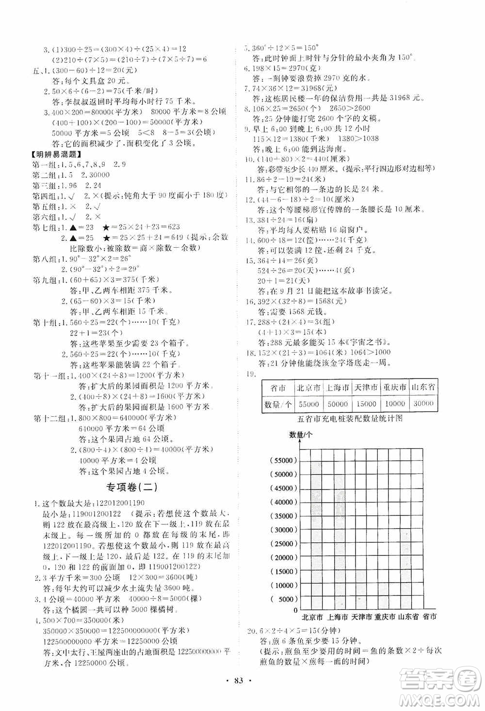 山東教育出版社2020小學(xué)同步練習(xí)冊(cè)分層卷四年級(jí)數(shù)學(xué)上冊(cè)人教版答案