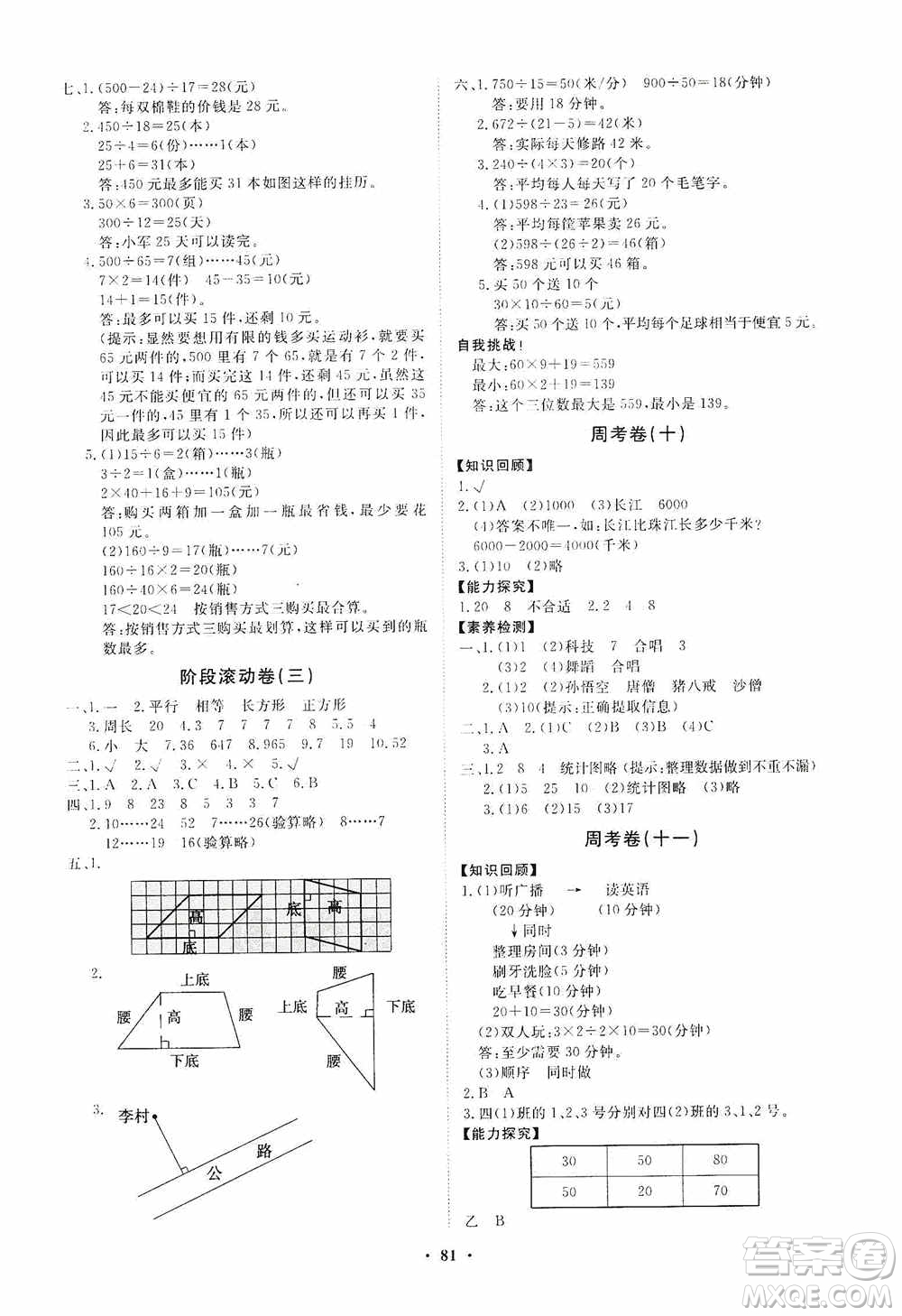 山東教育出版社2020小學(xué)同步練習(xí)冊(cè)分層卷四年級(jí)數(shù)學(xué)上冊(cè)人教版答案