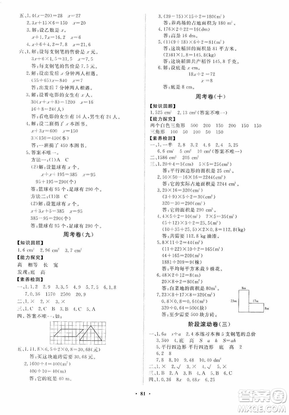 山東教育出版社2020小學(xué)同步練習(xí)冊(cè)分層卷五年級(jí)數(shù)學(xué)上冊(cè)人教版答案