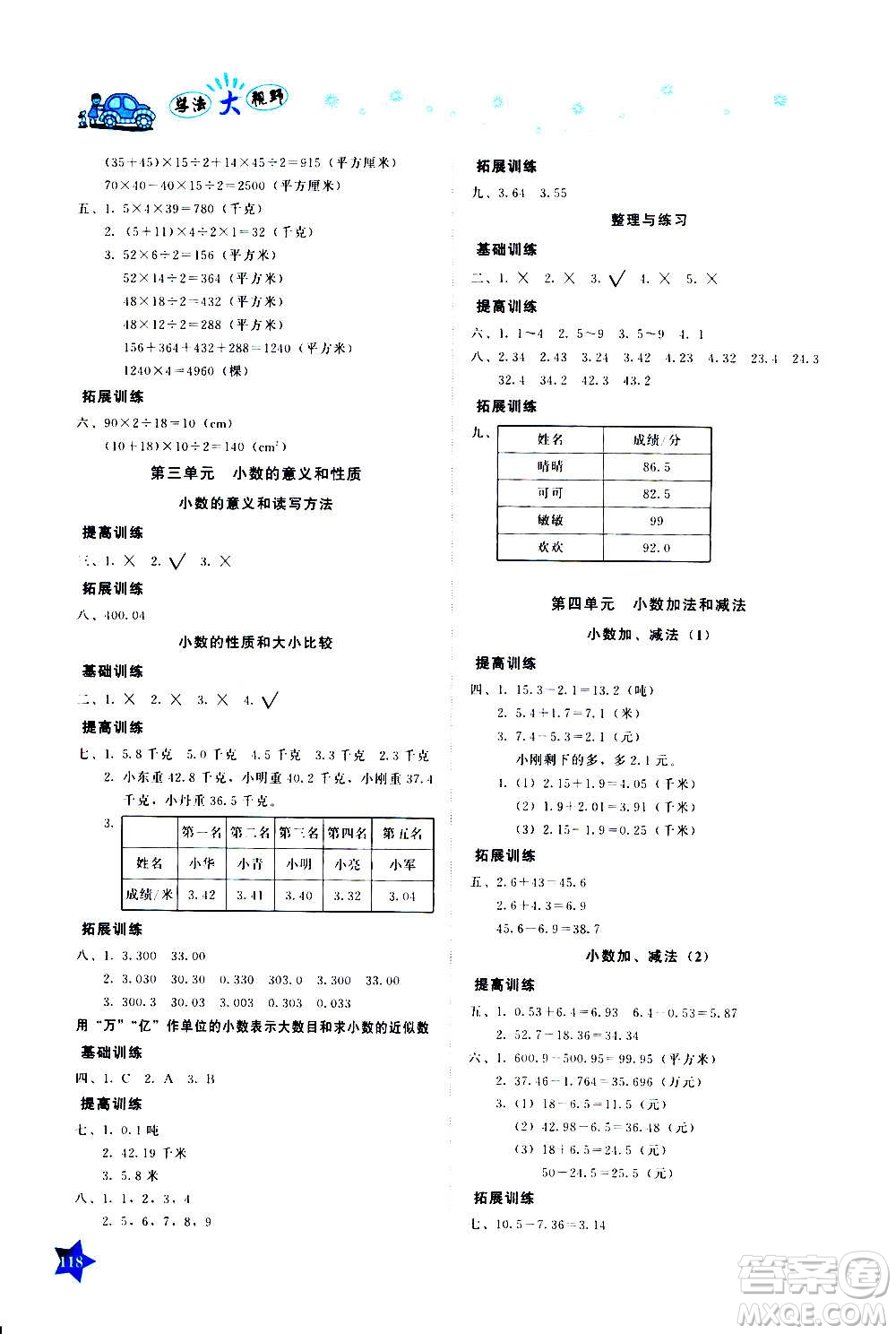 湖南教育出版社2020年學(xué)法大視野數(shù)學(xué)五年級(jí)上冊(cè)蘇教版答案