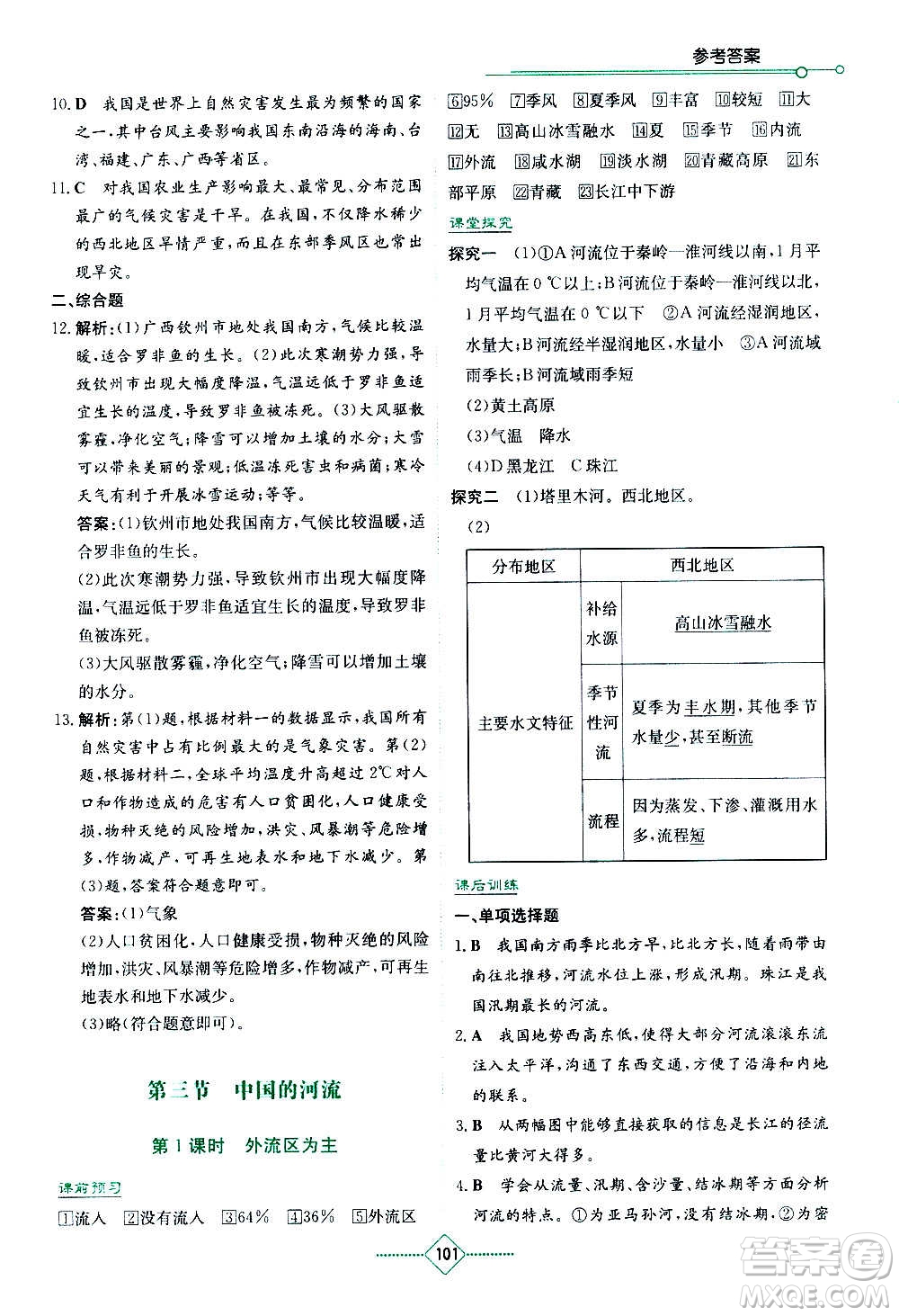 湖南教育出版社2020年學(xué)法大視野地理八年級(jí)上冊(cè)湘教版答案