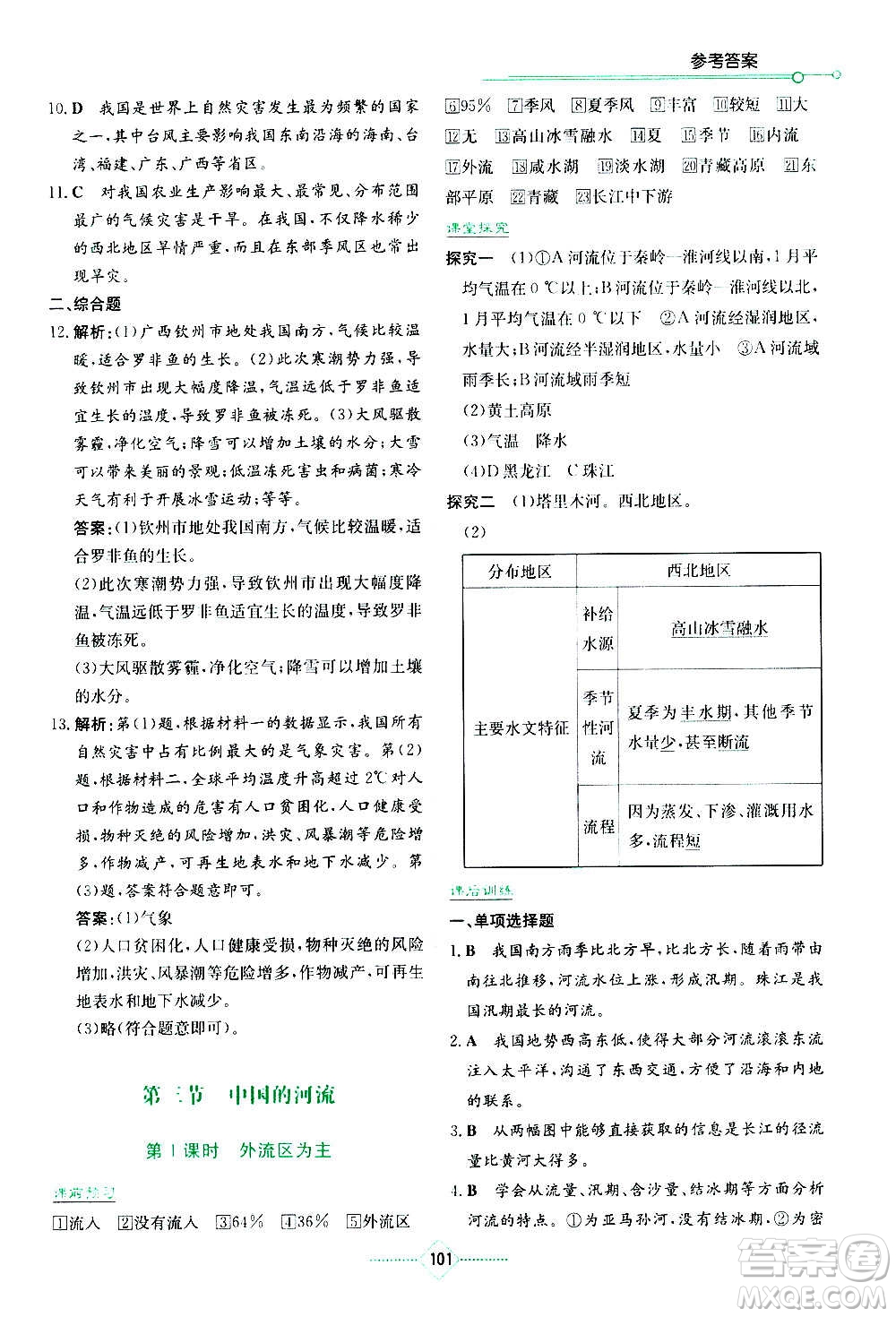 湖南教育出版社2020年學(xué)法大視野地理八年級上冊湘教版答案