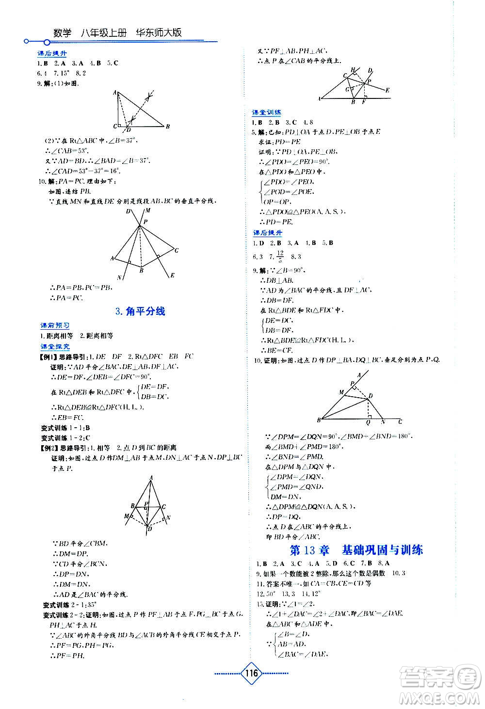 湖南教育出版社2020年學法大視野數(shù)學八年級上冊華東師大版答案