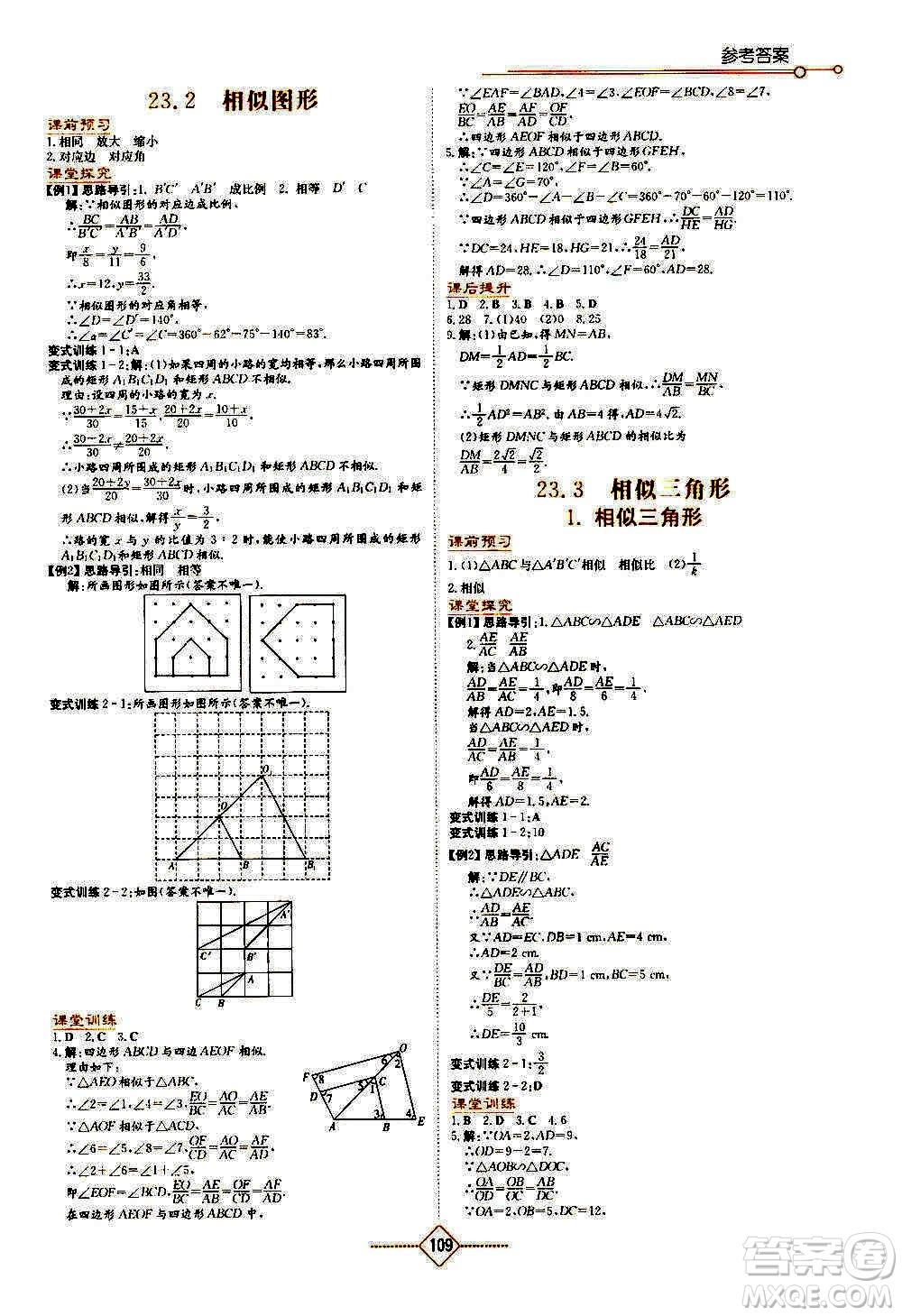 湖南教育出版社2020年學(xué)法大視野數(shù)學(xué)九年級(jí)上冊(cè)華東師大版答案