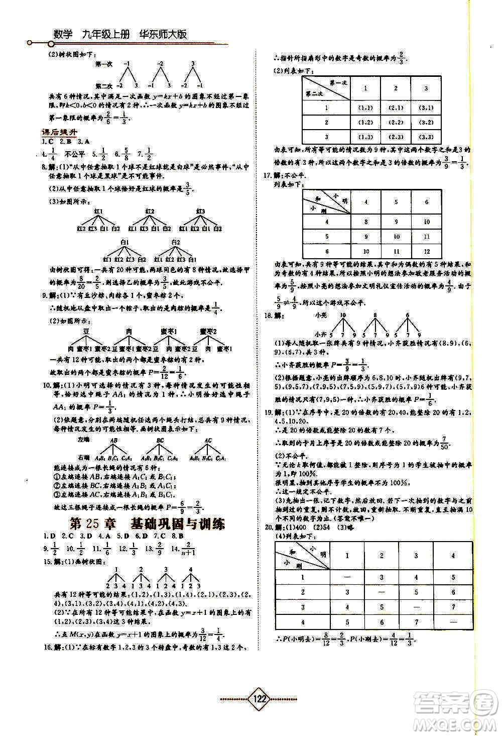 湖南教育出版社2020年學(xué)法大視野數(shù)學(xué)九年級(jí)上冊(cè)華東師大版答案