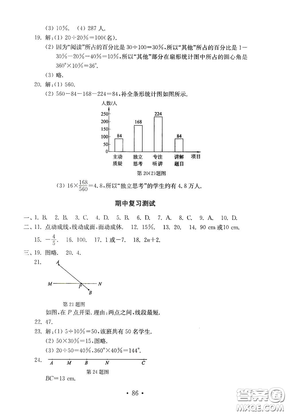 山東教育出版社2020金鑰匙數(shù)學試卷七年級上冊人教版答案