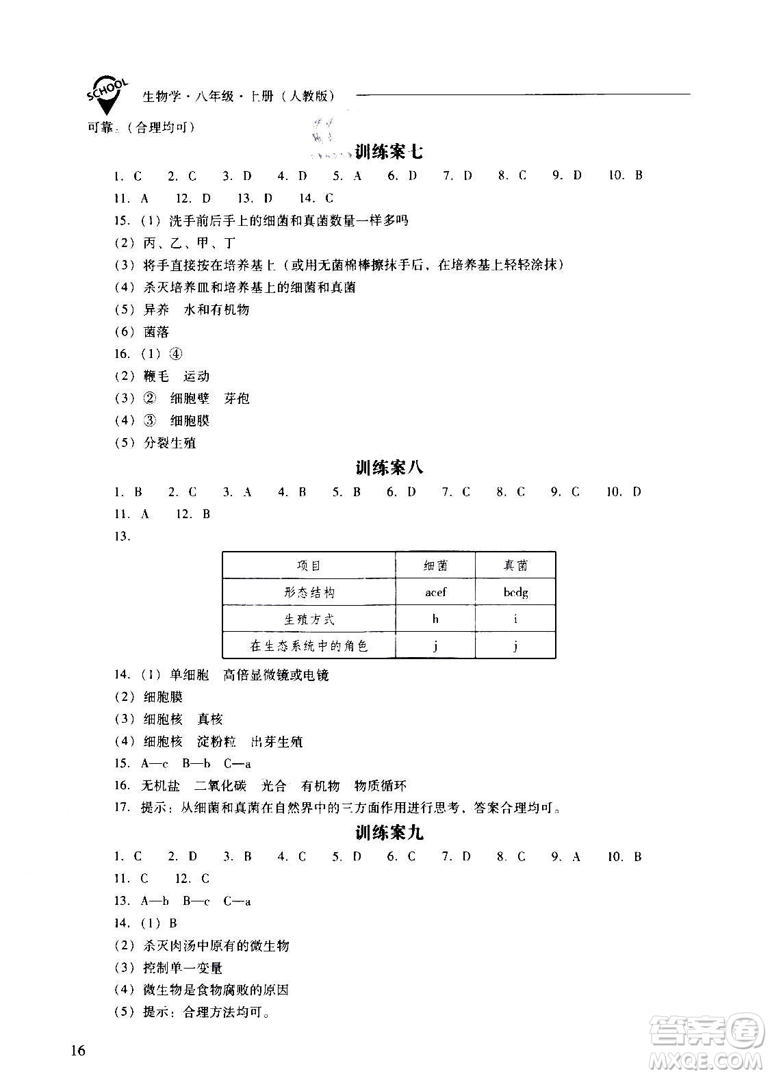 2020秋新課程問(wèn)題解決導(dǎo)學(xué)方案八年級(jí)生物學(xué)上冊(cè)人教版參考答案